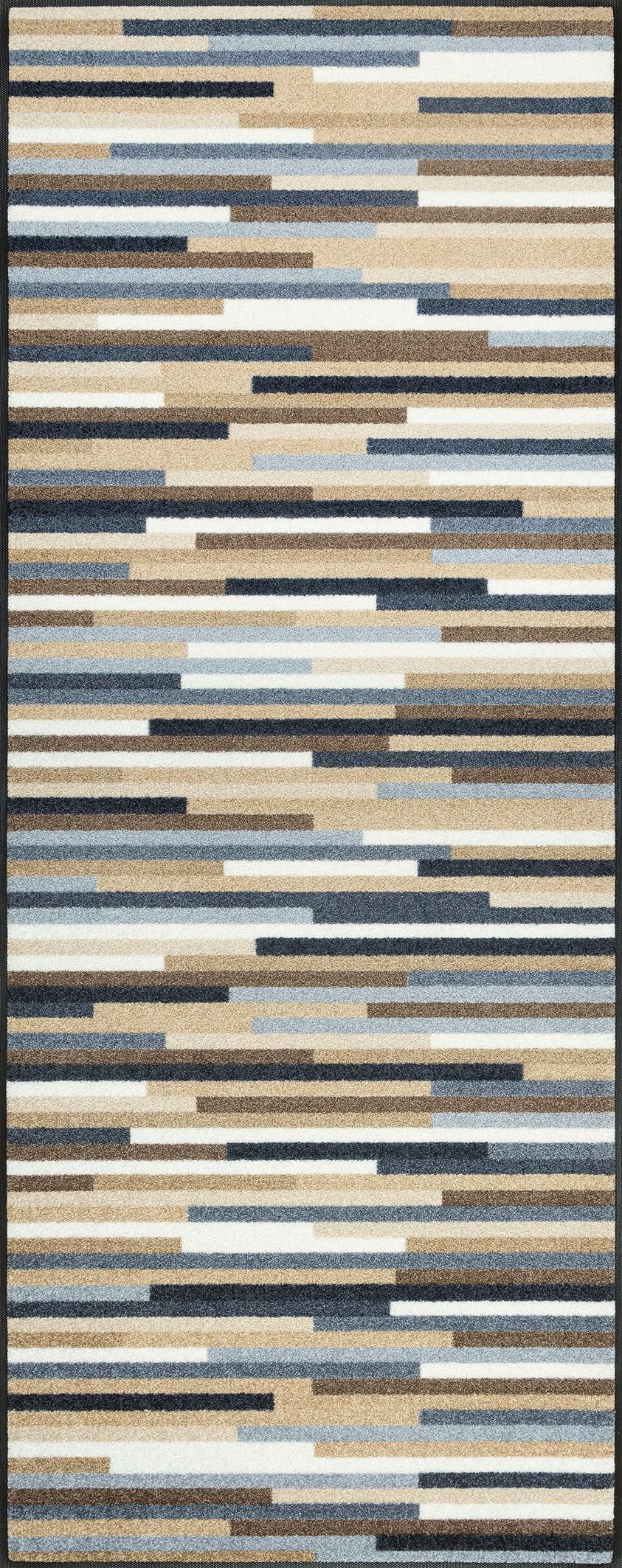 Läufer, B:60cm H:7mm L:180cm, beige, WASH+DRY BY KLEEN-TEX, Kunstfaser, Flur, Teppiche, "Mikado Stripes", Schmutzfangläufer, modernes Streifen