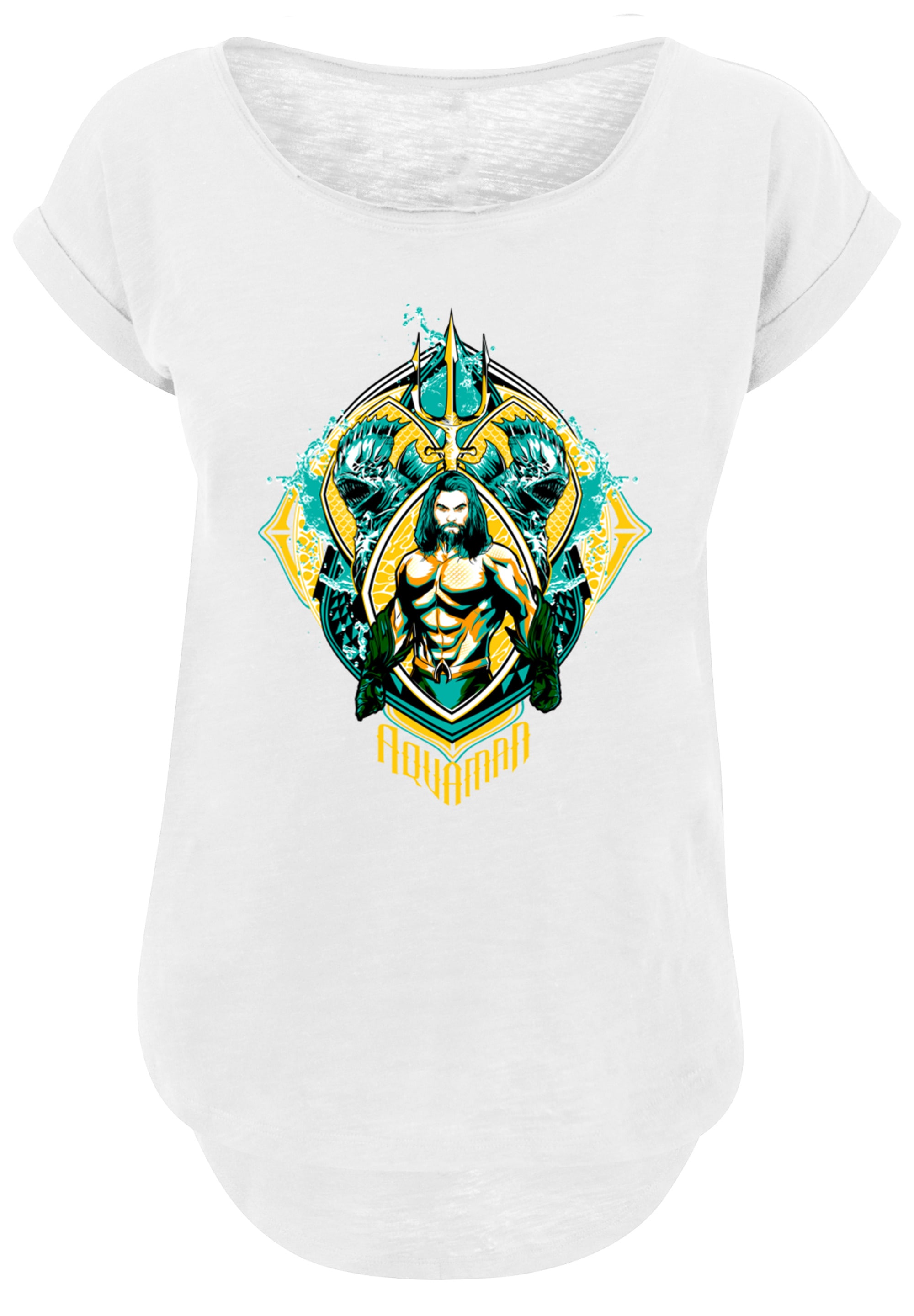F4NT4STIC T-Shirt »DC Comics Aquaman The Trench Crest«, Damen,Premium Merch,Lang,Longshirt,Bedruckt