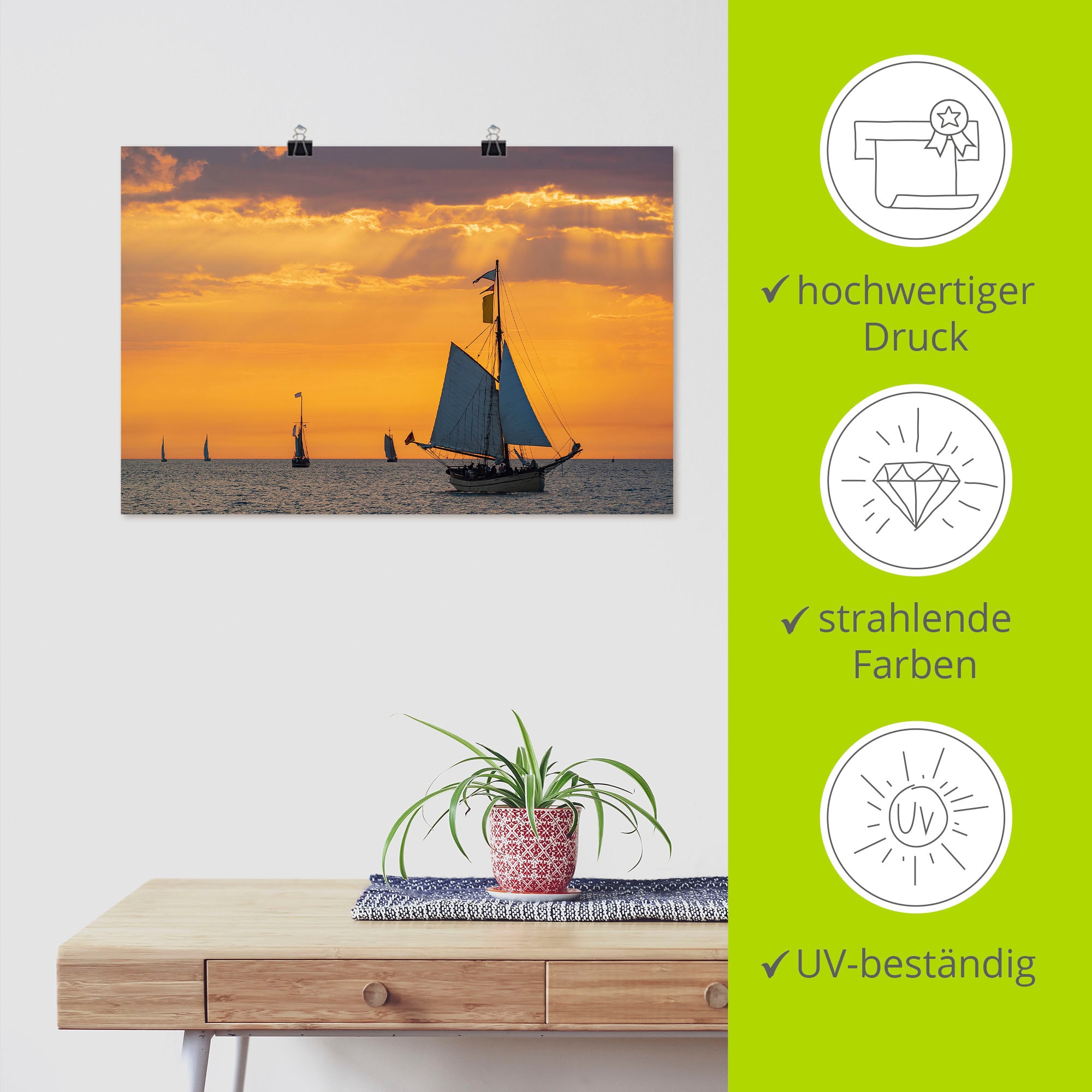 Artland Wandbild »Segelschiffe auf der Hanse Sail in Rosto«, Gewässer, (1 St.), als Alubild, Leinwandbild, Wandaufkleber oder Poster in versch. Größen