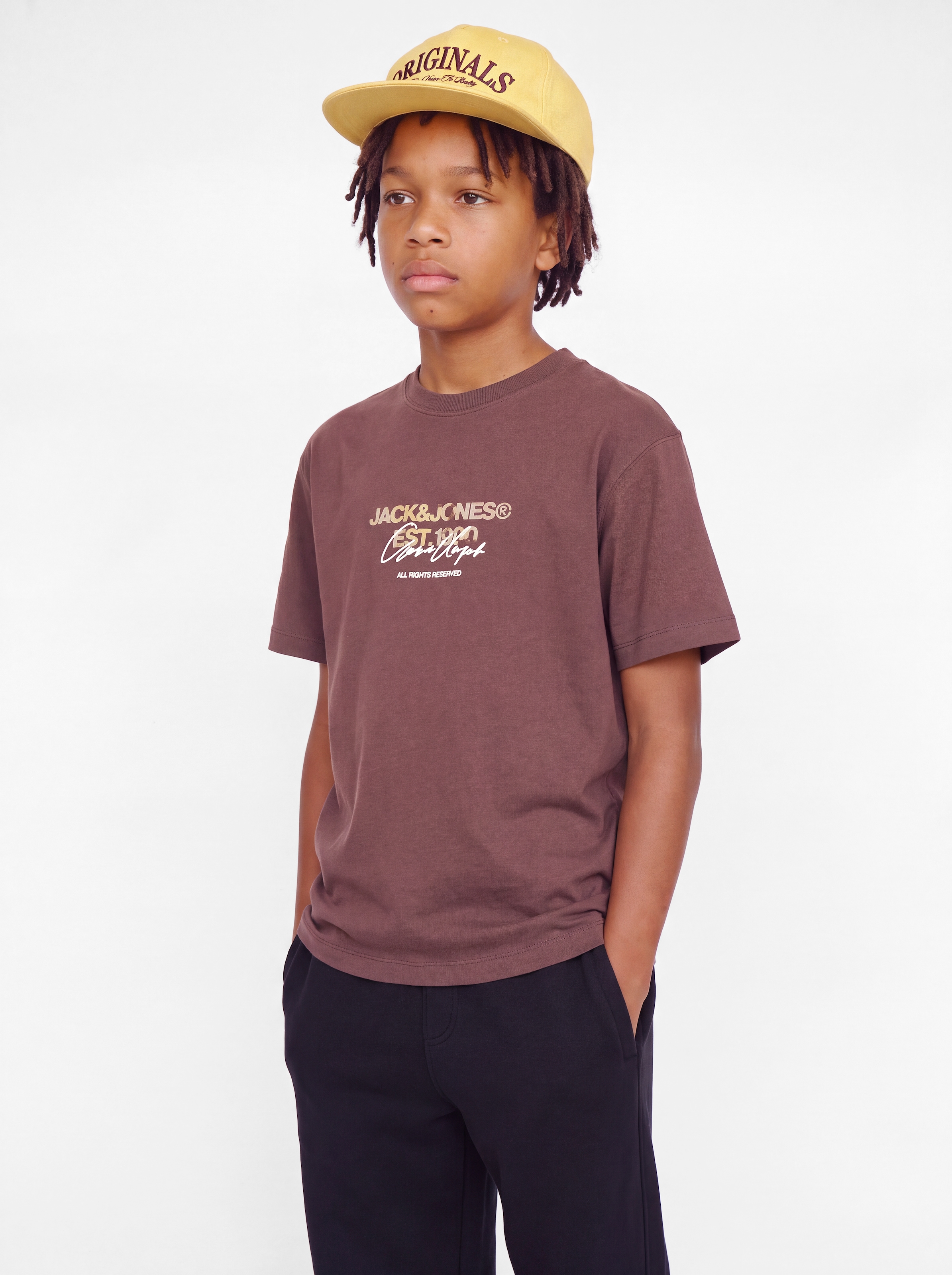 Jack & Jones Junior Rundhalsshirt »JCOCLUB FRONT PRINT TEE SS CN JNR« Baumwolle, locker geschnitten