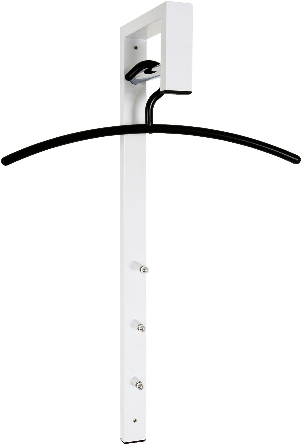 Patère murale verticale 3 accroches et barre pour ceintre 70x20cm pratico - blanc