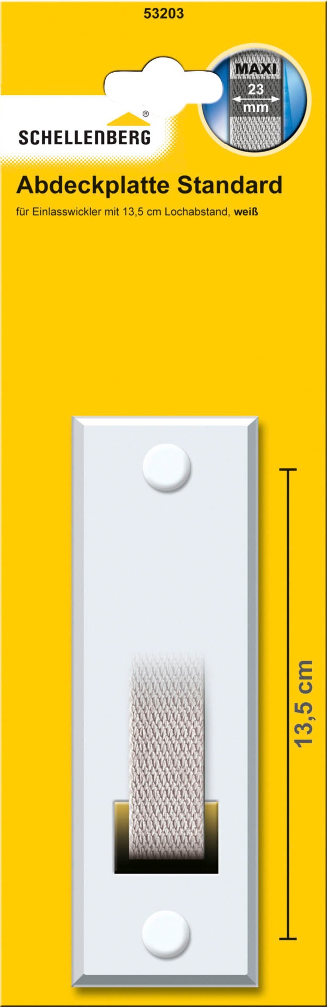 SCHELLENBERG Gurtwickler-Abdeckplatte "Standard Maxi, 13,5 cm Lochabstand, langlebig aus Kunststoff", 1 Stk., weiß, Abdeckblenden, Rollladen
