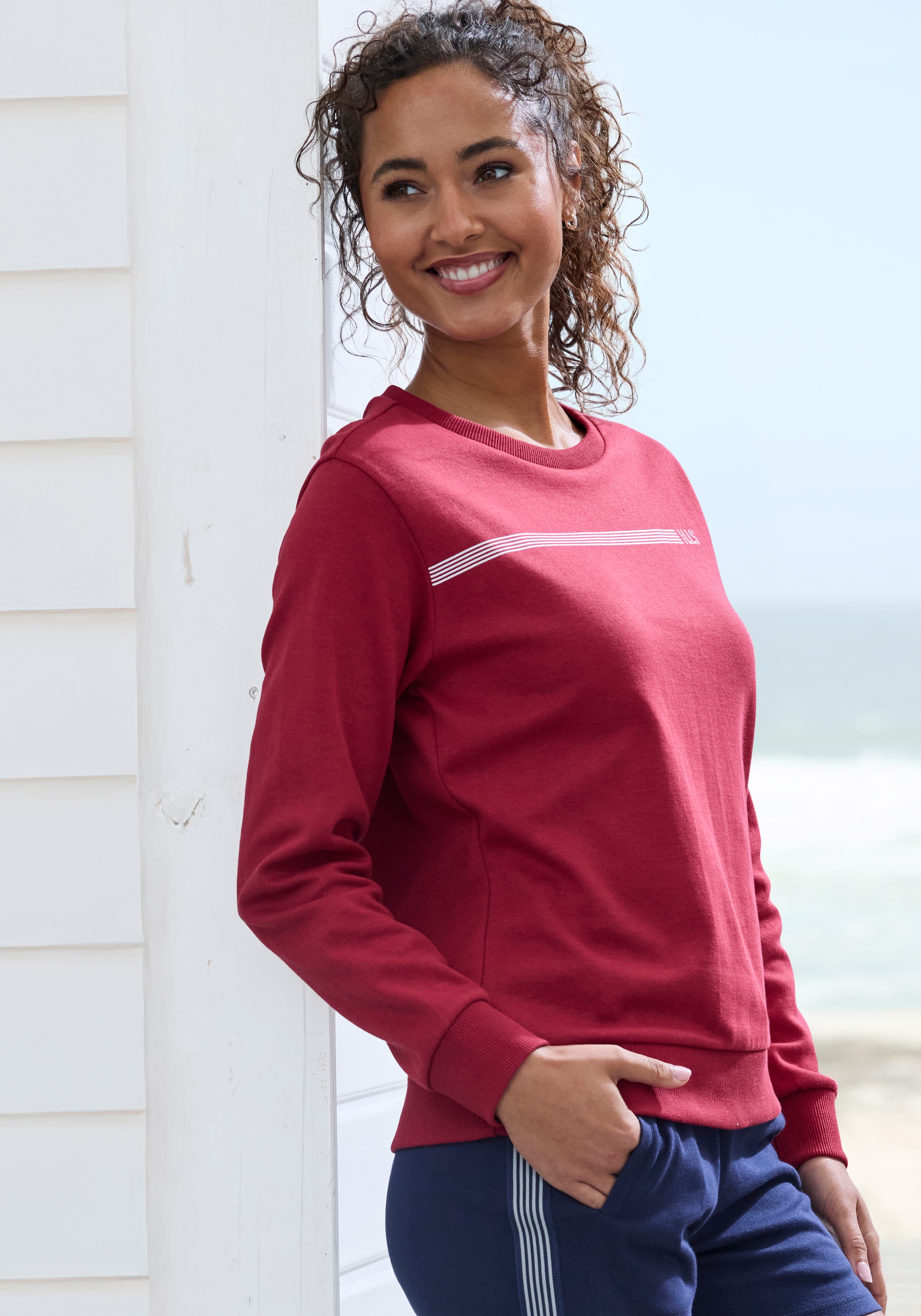 H.I.S Sweatshirt, Basic mit Logodruck, Loungewear