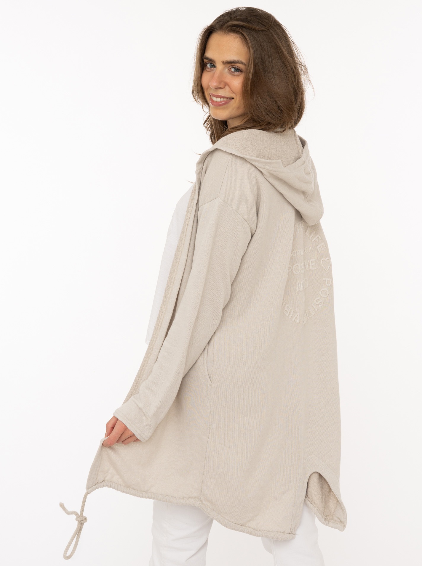 Zwillingsherz Jerseymantel ""Positive Mind"" mit hohem Baumwollanteil günstig online kaufen