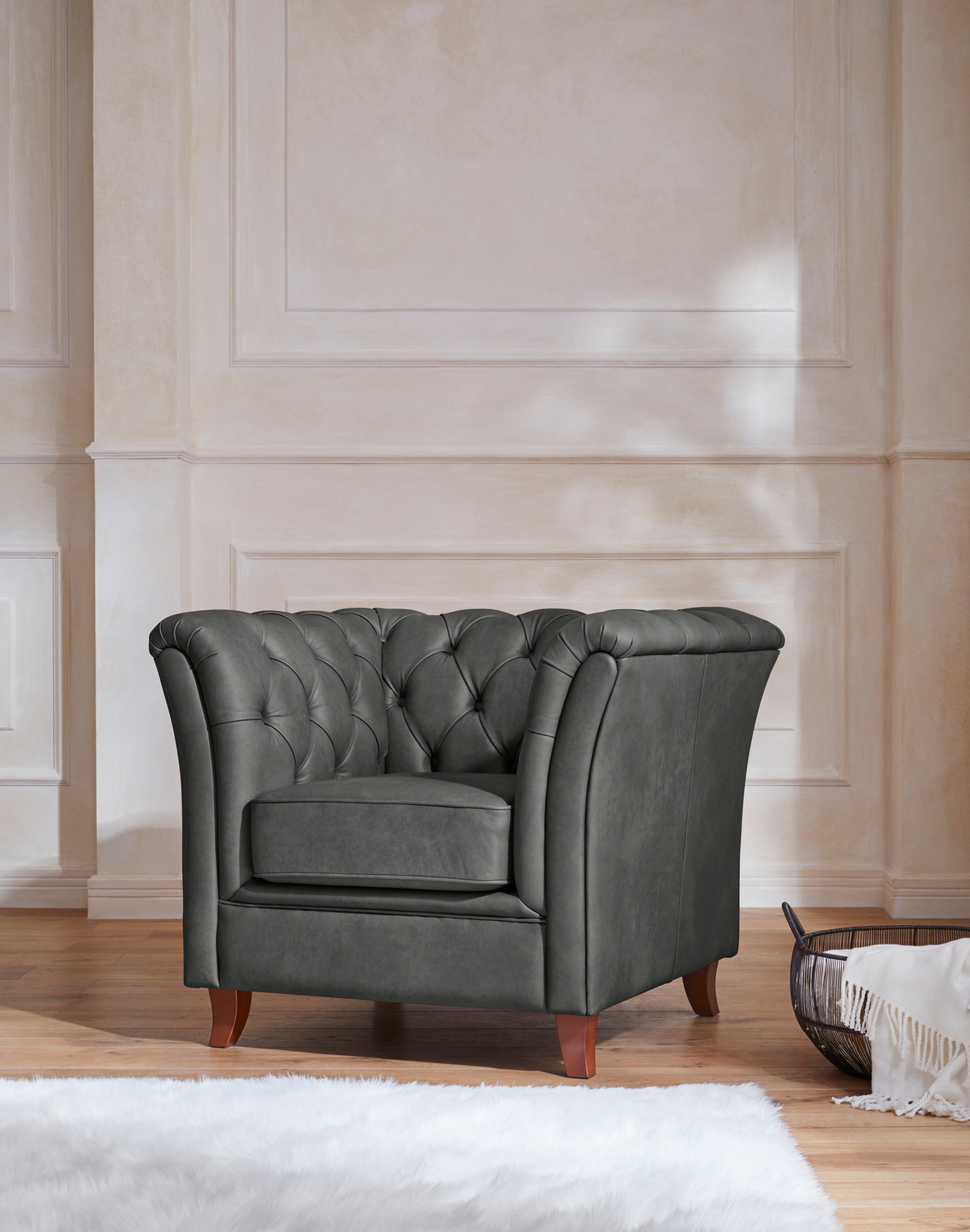 Home affaire Chesterfield-Sessel "Reims Cocktailsessel, Sessel", mit echter Chesterfield-Knopfheftung, hochwertige Verar