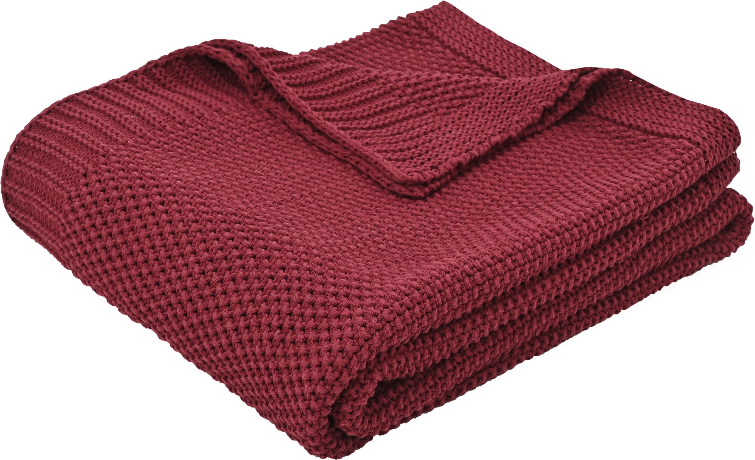 OTTO home Wohndecke "Phelon" 100% Baumwolle, Trendiges Strickmuster, 130 × 170 cm, 540 g/m², weich