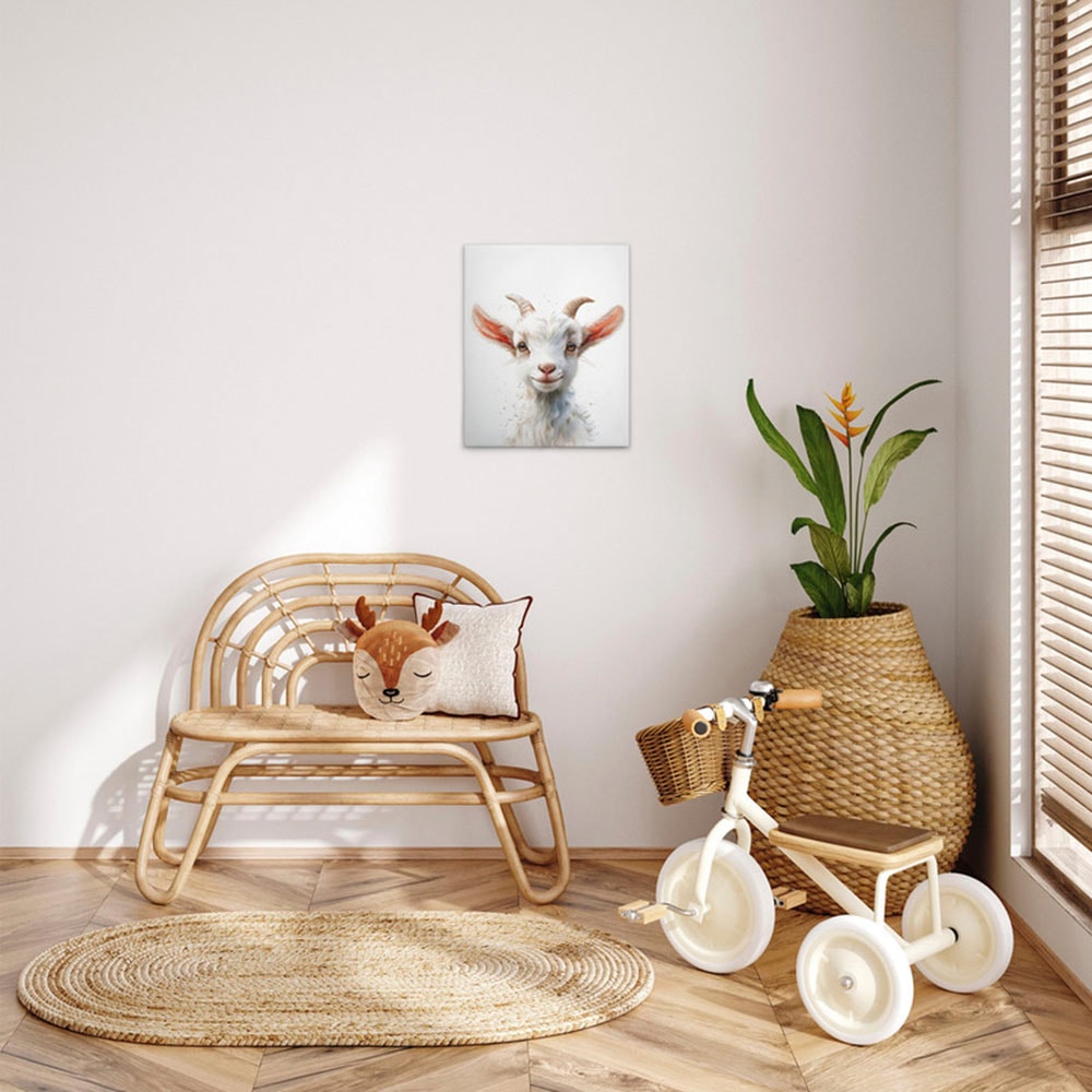 A.S. Création Leinwandbild "Baby Billy Goat - Wandbild Weiß Beige Keilrahme günstig online kaufen