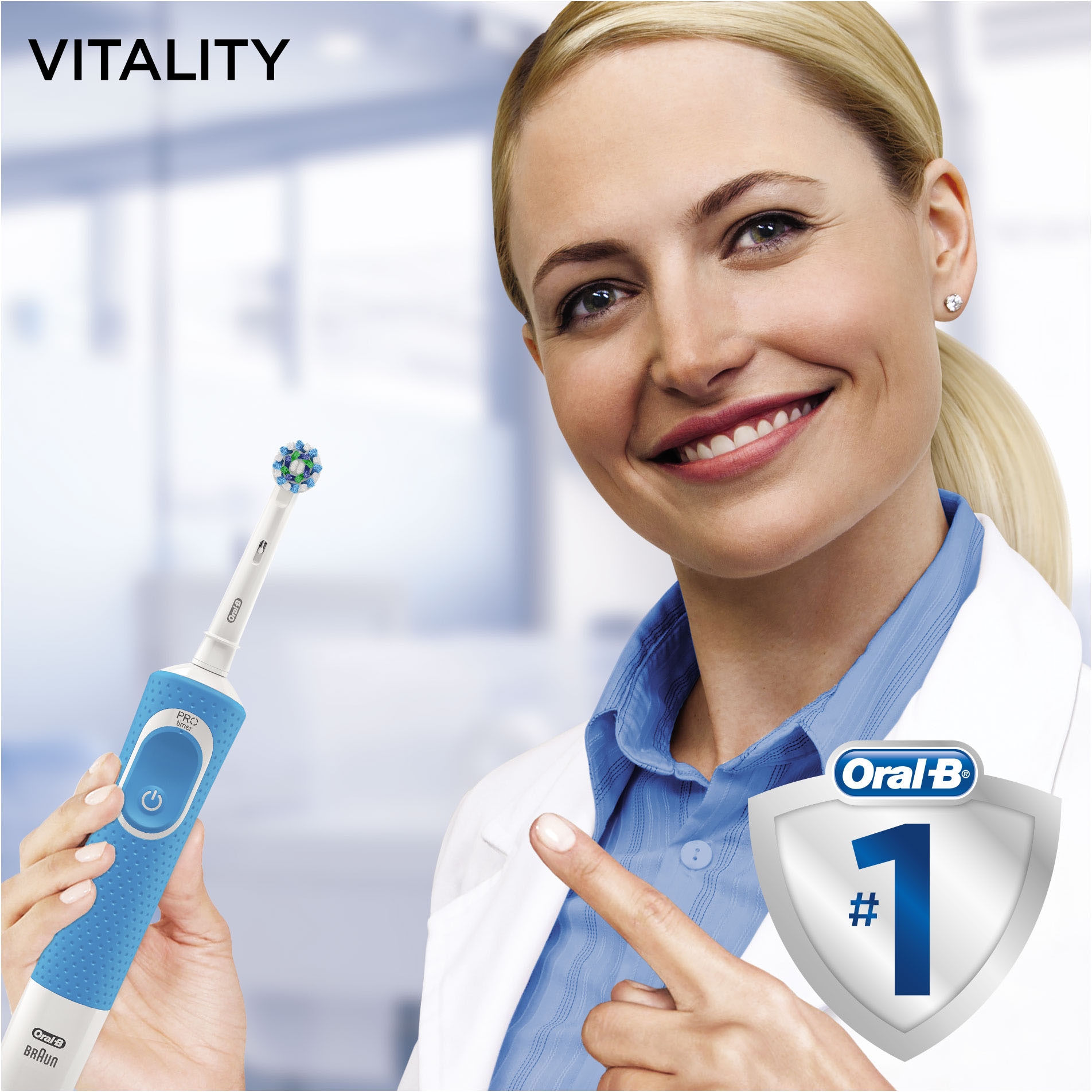 Oral B Elektrische Zahnbürste online 100 St. | BAUR Blau«, CrossAction 1 kaufen Aufsteckbürsten »Vitality
