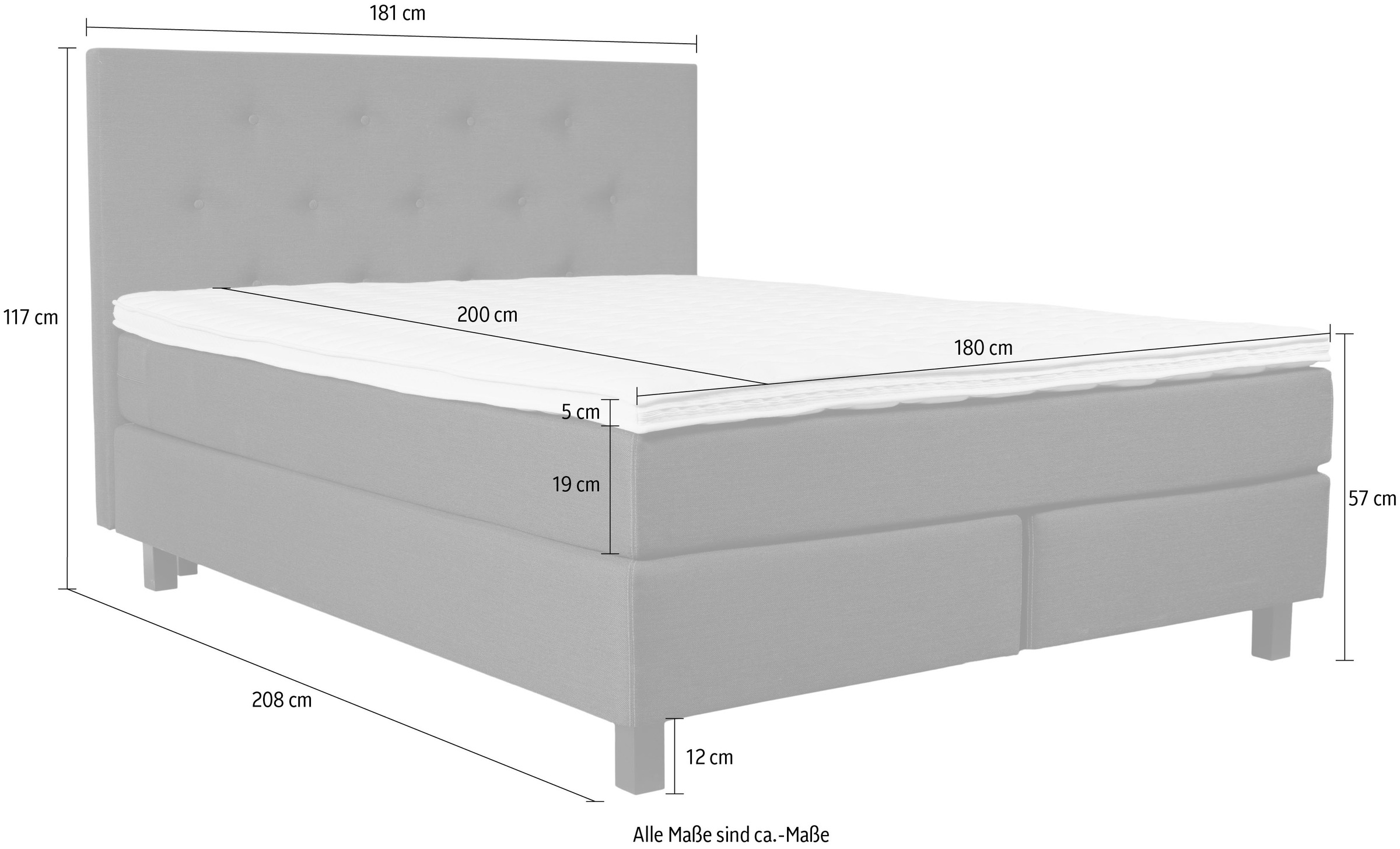 INOSIGN Boxspringbett »Alenika«, mit LED - Beleuchtung, mit Taschen-Federkernmatratze