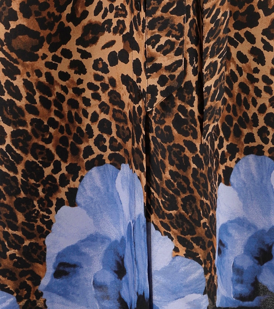 Aniston CASUAL Blusenkleid, (mit abnehmbarem Bindegürtel), mit Blüten-Bordüre und Leo-Print - NEUE KOLLEKTION