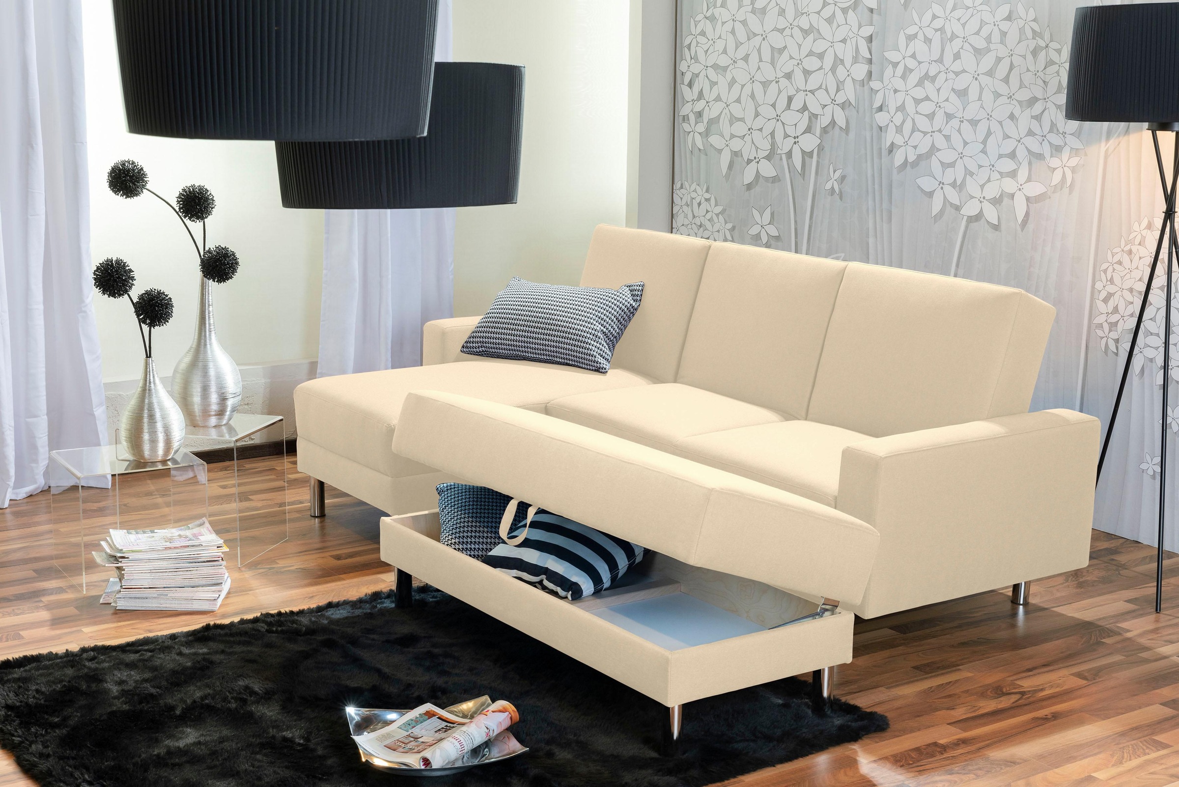 Max Winzer® Schlafsofa »Just Fresh«, mit Rückenverstellung, inklusive Stauraumhocker