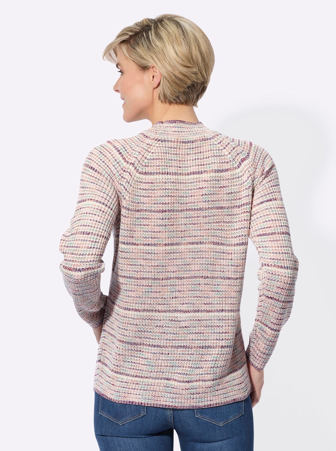 Stehkragenpullover CLASSIC BASICS "Pullover", Damen, Gr. 50, rosa (champagner, rosenholz, meliert), 100% Polyacryl, gemustert, gestreift, meliert, Pullover Stehkragenpullover 2