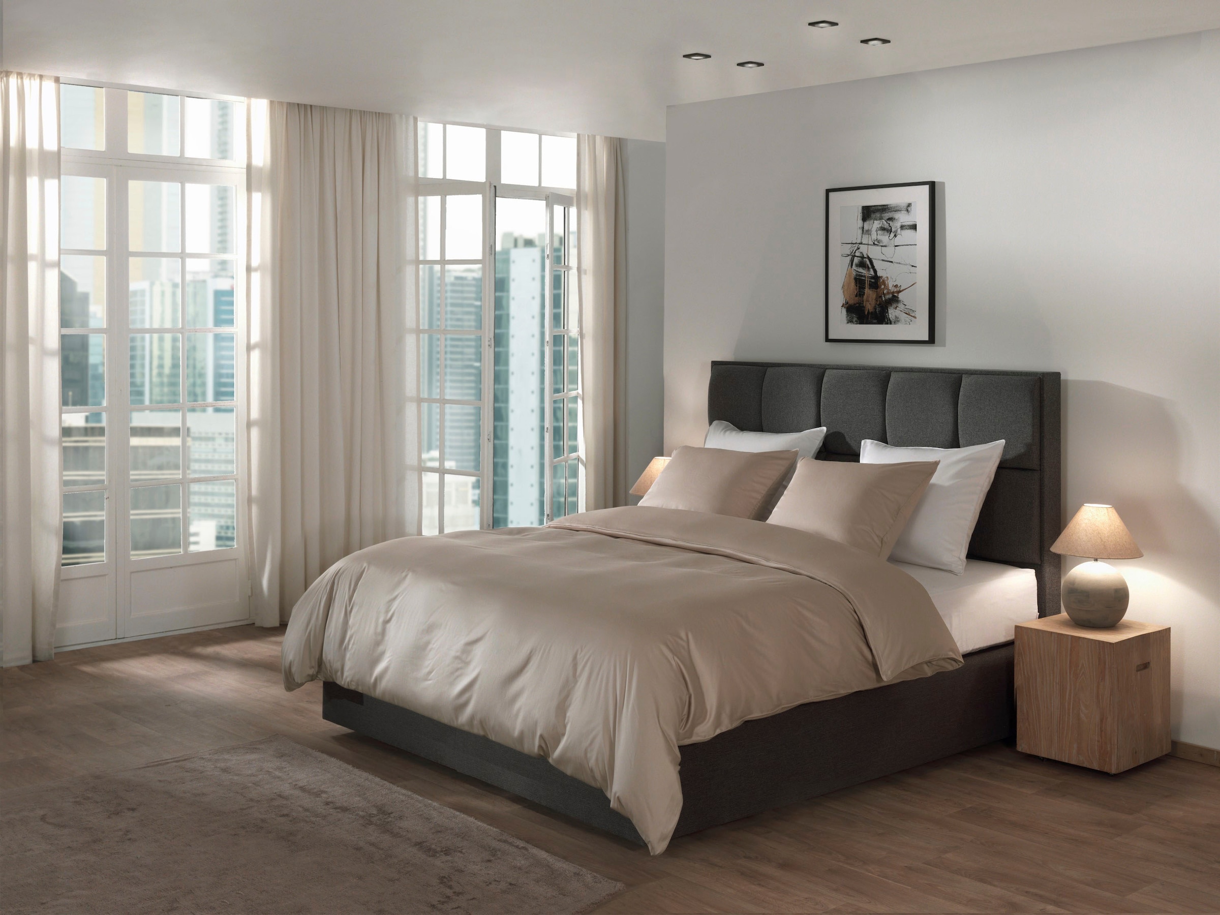 YELLOW 1100000002199 »Suite-Dubai« 2 Stk. Uni Design, 100% Baumwolle ab 135x200 cm.
