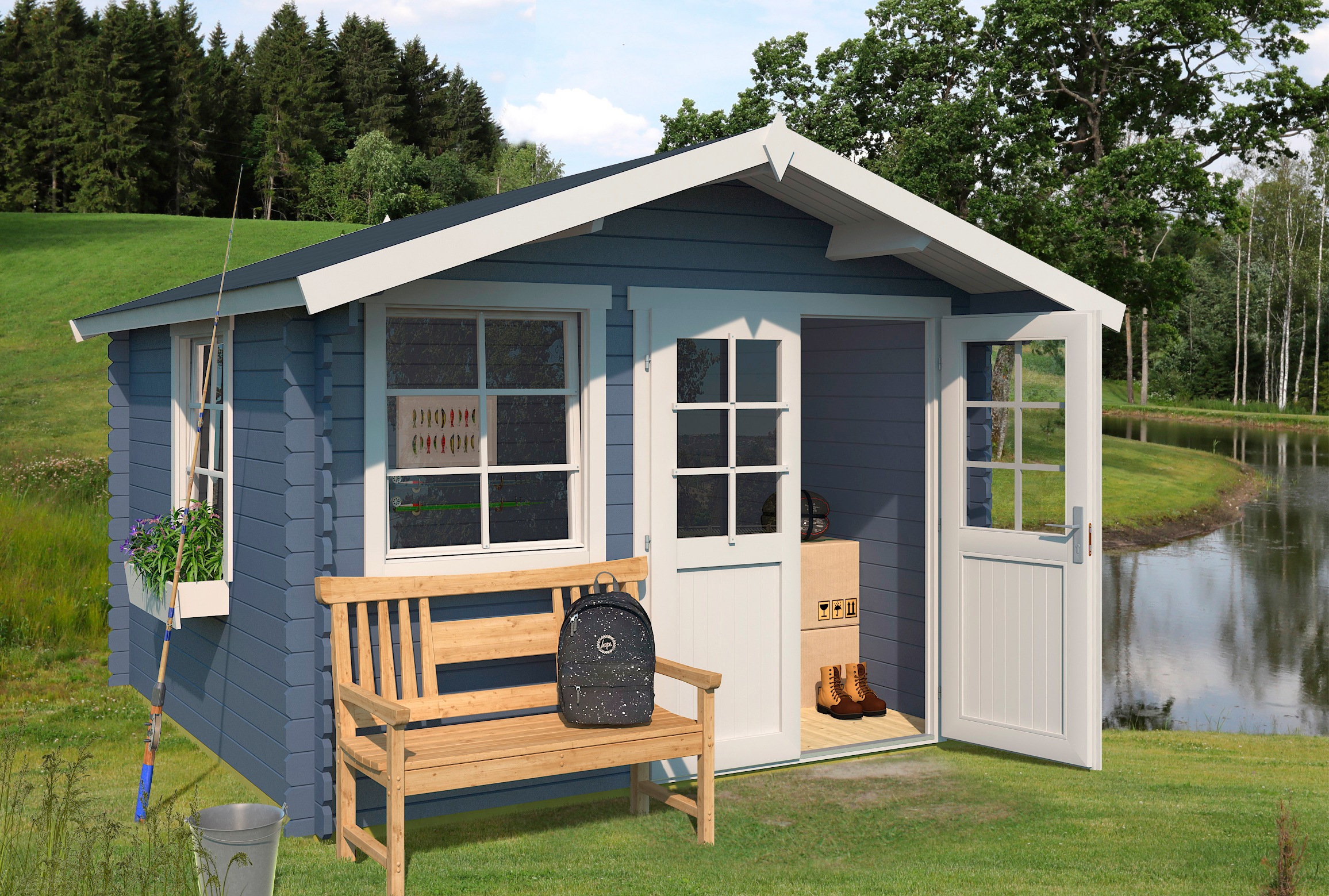 Nordic Holz Gartenhaus Klingenberg 1 Bxt 340x380 Cm Inkl Fussboden Und Blumenkasten Online Kaufen Baur