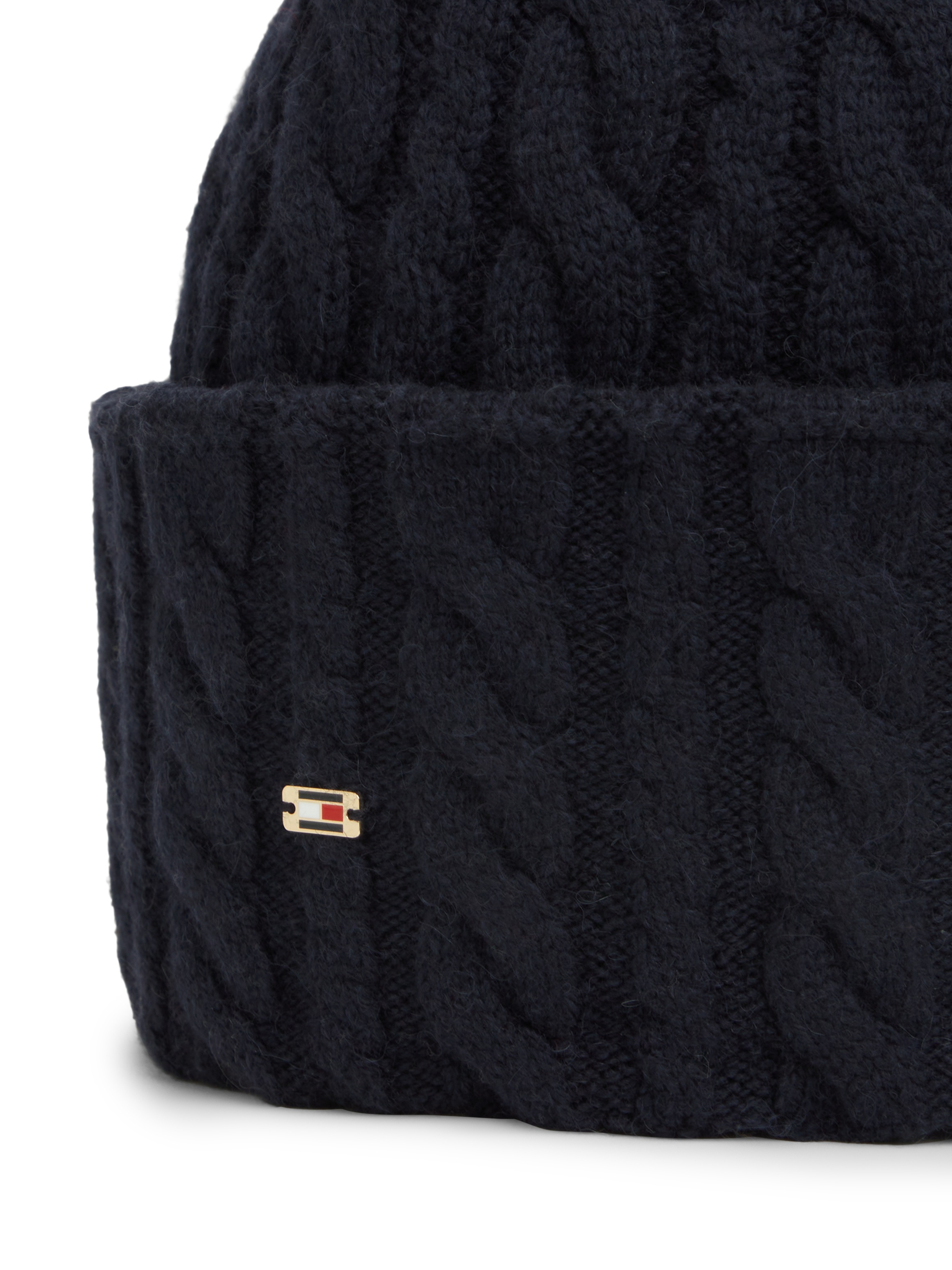 Tommy Hilfiger Beanie »ENAMEL FLAG CABLE« mit Alpakawolle und Zopfmuster