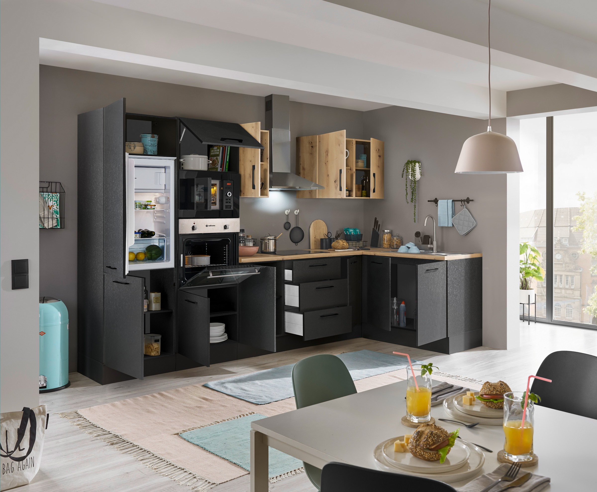 BASIC by Balculina Winkelküche »Turin«, Stellbreite 330x175 cm, wahlweise mit E-Geräten
