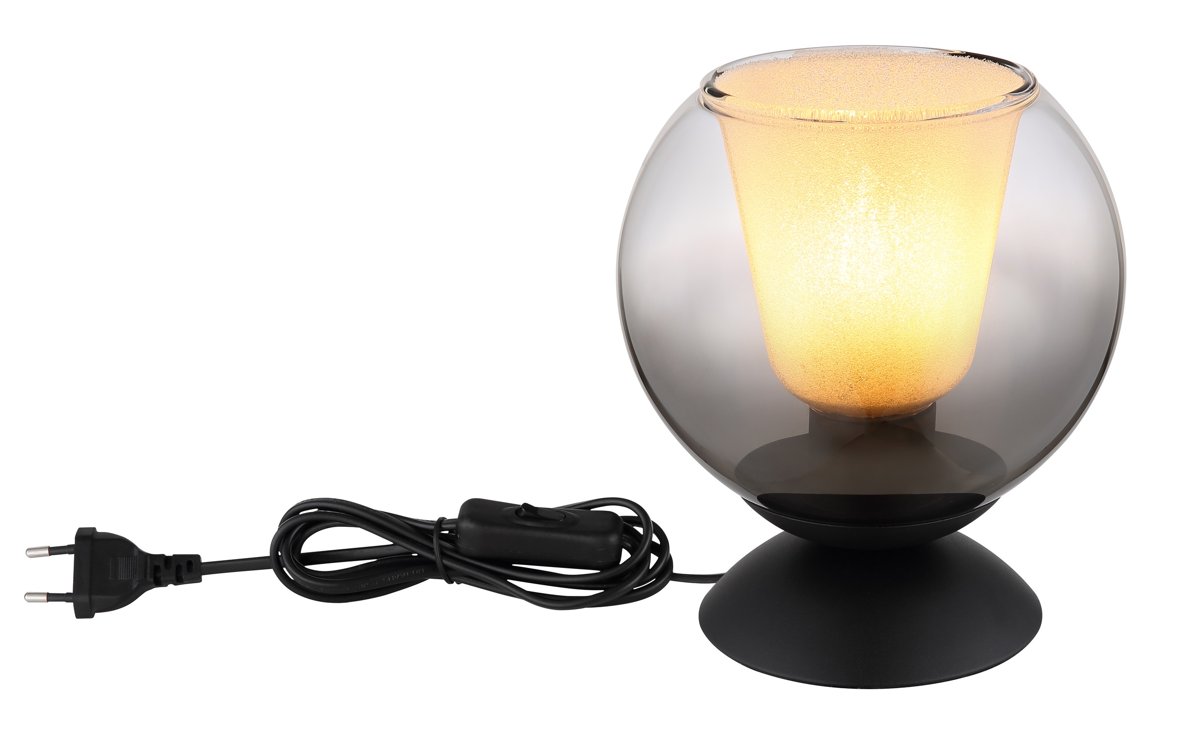 GLOBO LIGHTING Tischleuchte »BARRY«, Leuchtmittel E27 | ohne Leuchtmittel, Tischlampe/Metall/Glaskugel rauchfarben/Glaskristalle klar