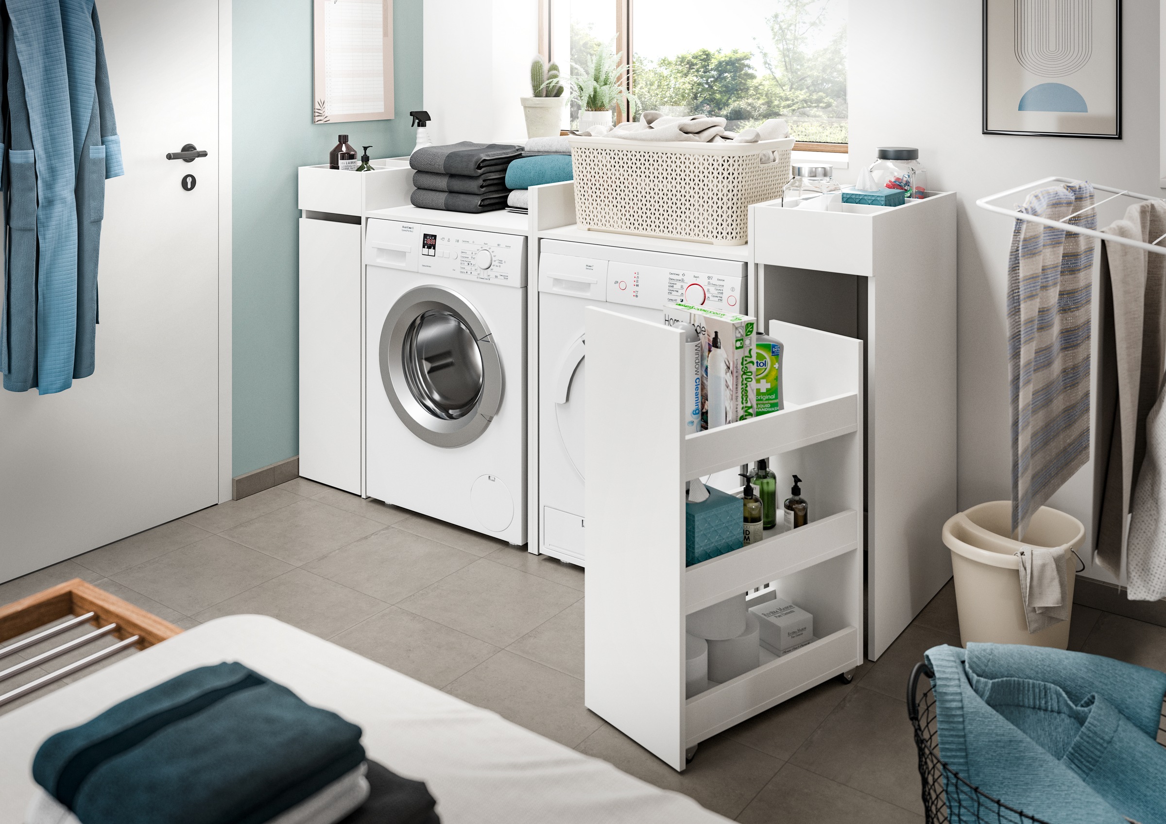 welltime Badmöbel-Set "FALAS, TOPSELLER, 4-teilig, Hauswirtschaftsraum Set, günstig online kaufen