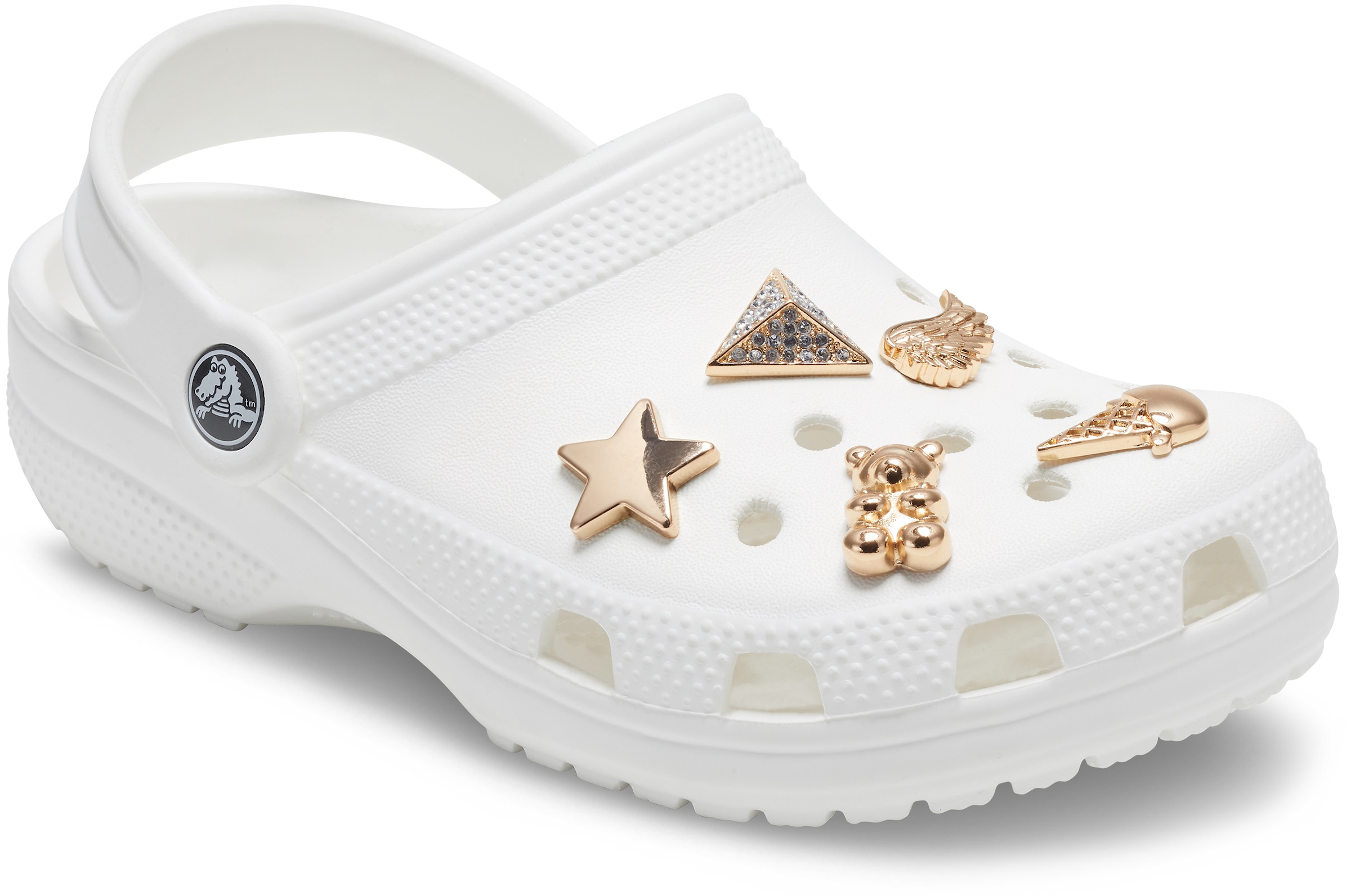 Crocs Schuhanstecker »Jibbitz™ Gold Icons«, (Set, 5 tlg., Kein Spielzeug. Nicht für Kinder unter 3 Jahren geeignet.), mit Strass-Steinchen