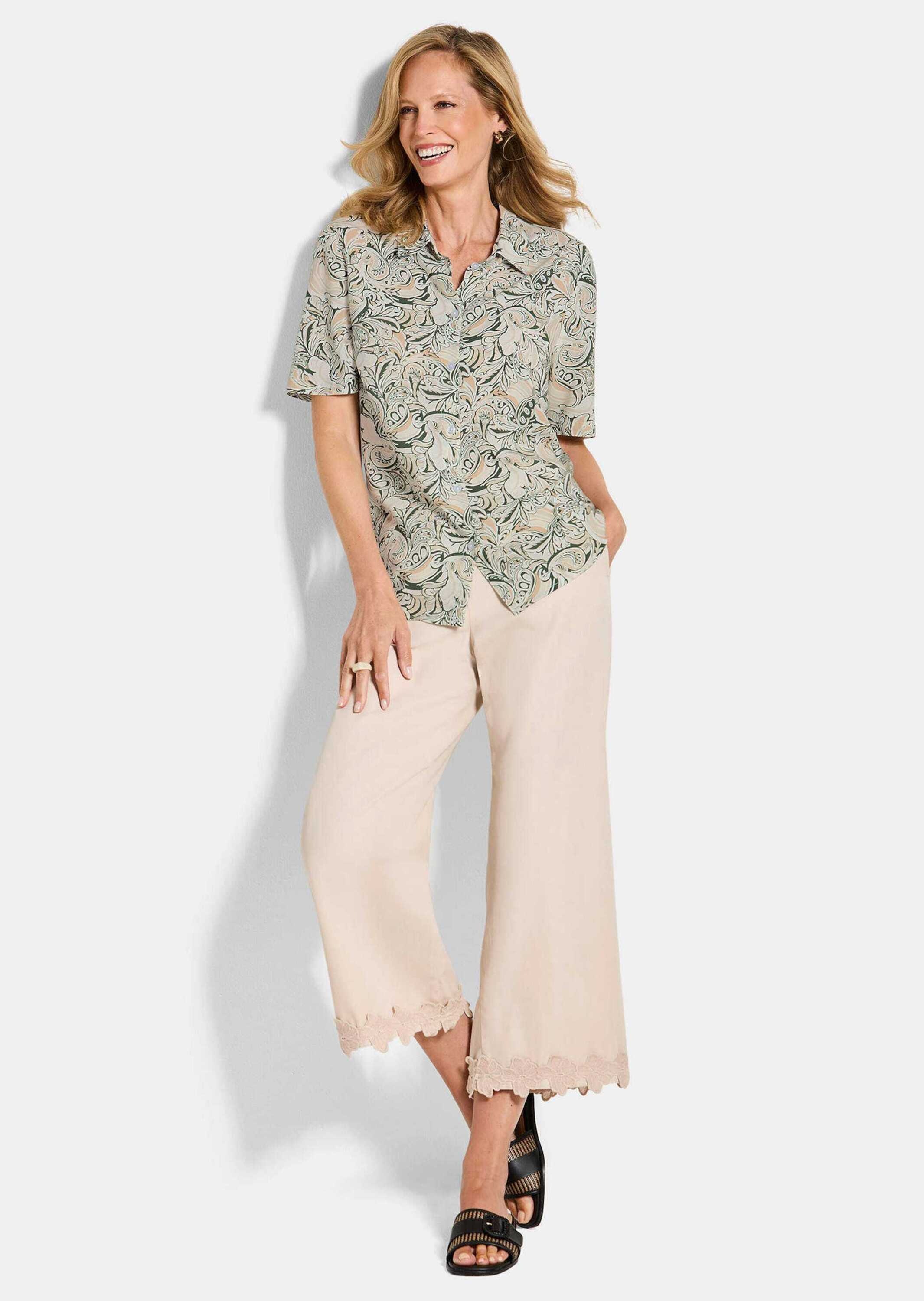 GOLDNER Kurzarmbluse "Kurzgröße Hemdbluse mit Paisley-Print" günstig online kaufen