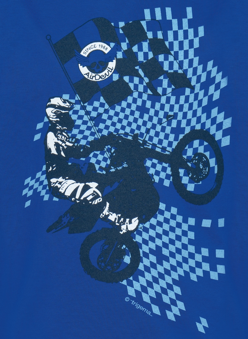 Trigema T-Shirt BAUR | »TRIGEMA lässigem mit T-Shirt ▷ Motocross-Print« für