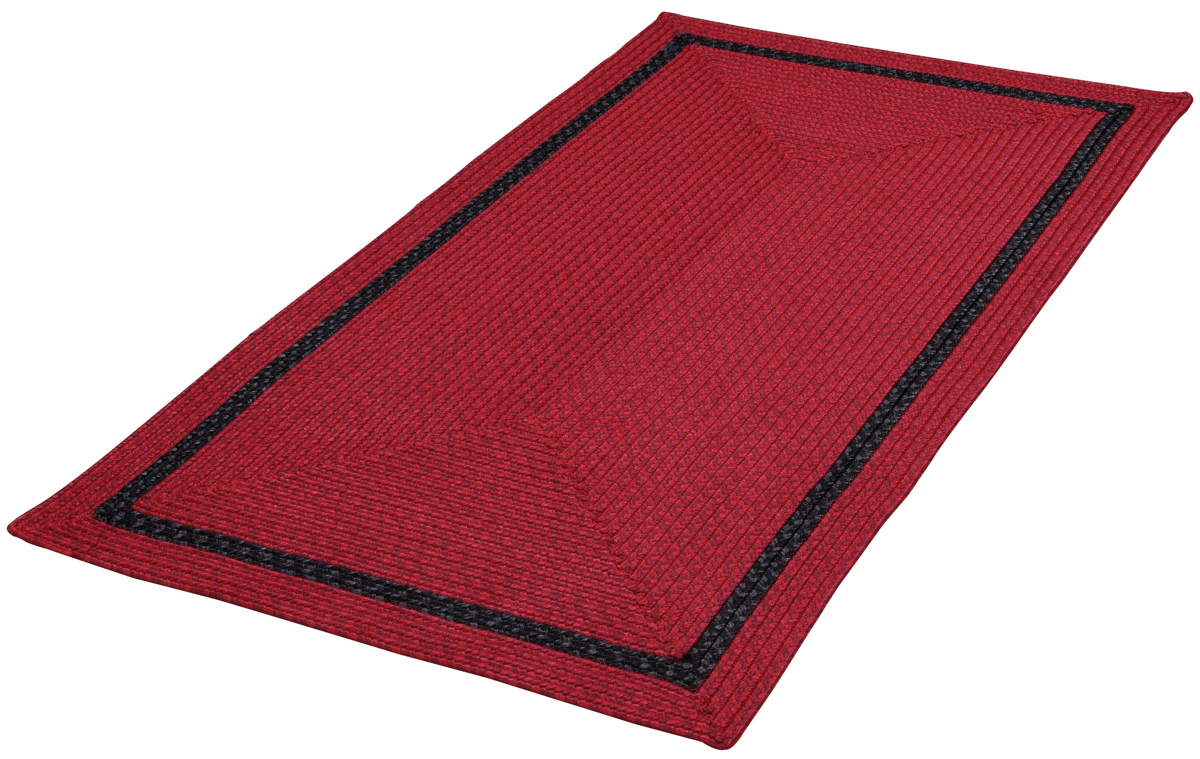 Teppich GINO FALCONE "Benito" Gr. 11, rot, B:70cm H:6mm L:250cm, Kunstfaser, Teppiche, Teppich, Flachgewebe, Uni Farben, mit Bordüre, In- und Outdoor geeignet