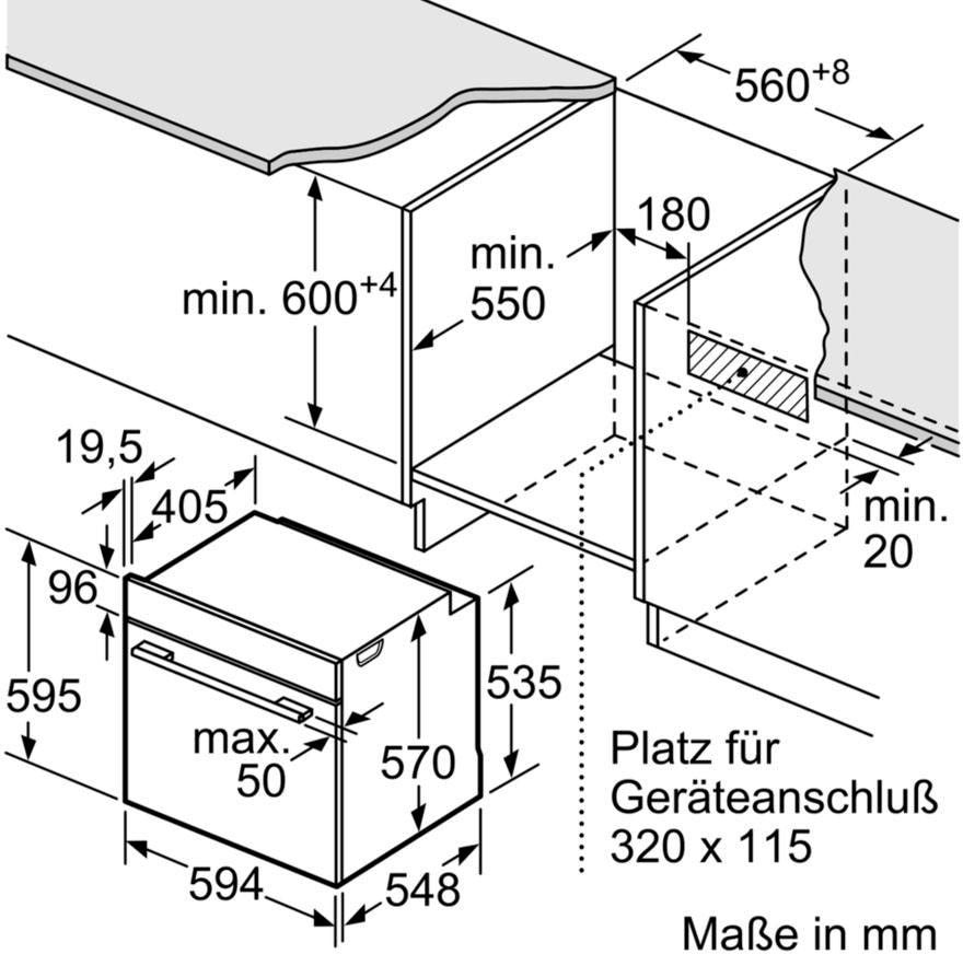 BOSCH Einbaubackofen 2 »HBA530BR1«, mit Teleskopauszug nachrüstbar, ecoClean Direct