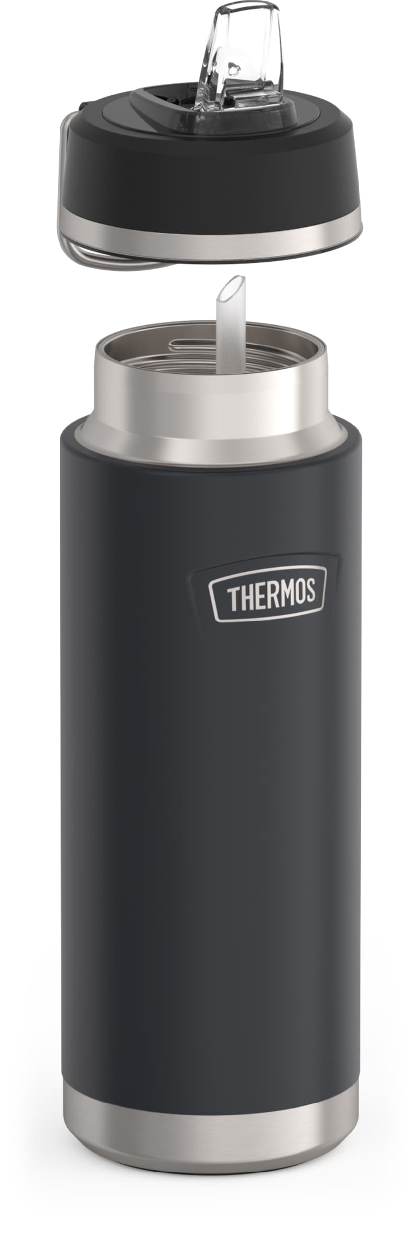 THERMOS Isolierflasche »ICON WATER BOTTLE, Edelstahlkörper, spülmaschinenfest« 0,71l, 12h kalt, schappsicher mit einklappbarem Flip-Strohalm