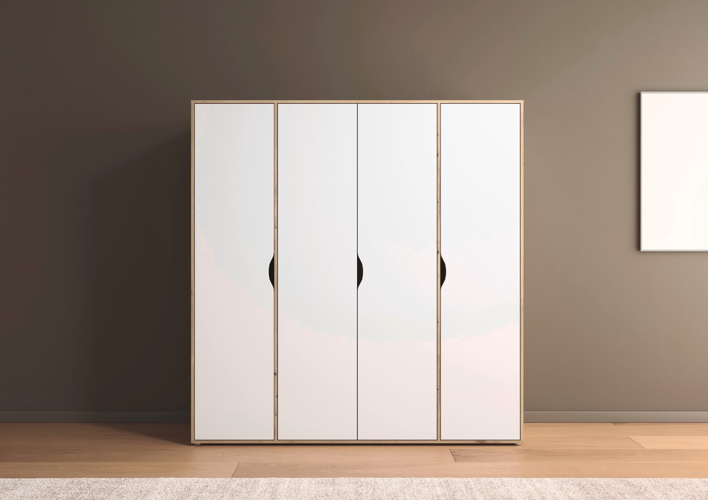 rauch Drehtürenschrank »Kleiderschrank Schrank Garderobe Wäscheschrank NARAI viel Stauraum«, (in 3 verschiedenen Ausstattungen BASIC/CLASSIC/PREMIUM), Griffausfräsungen für eine grifflose Optik TOPSELLER MADE IN GERMANY