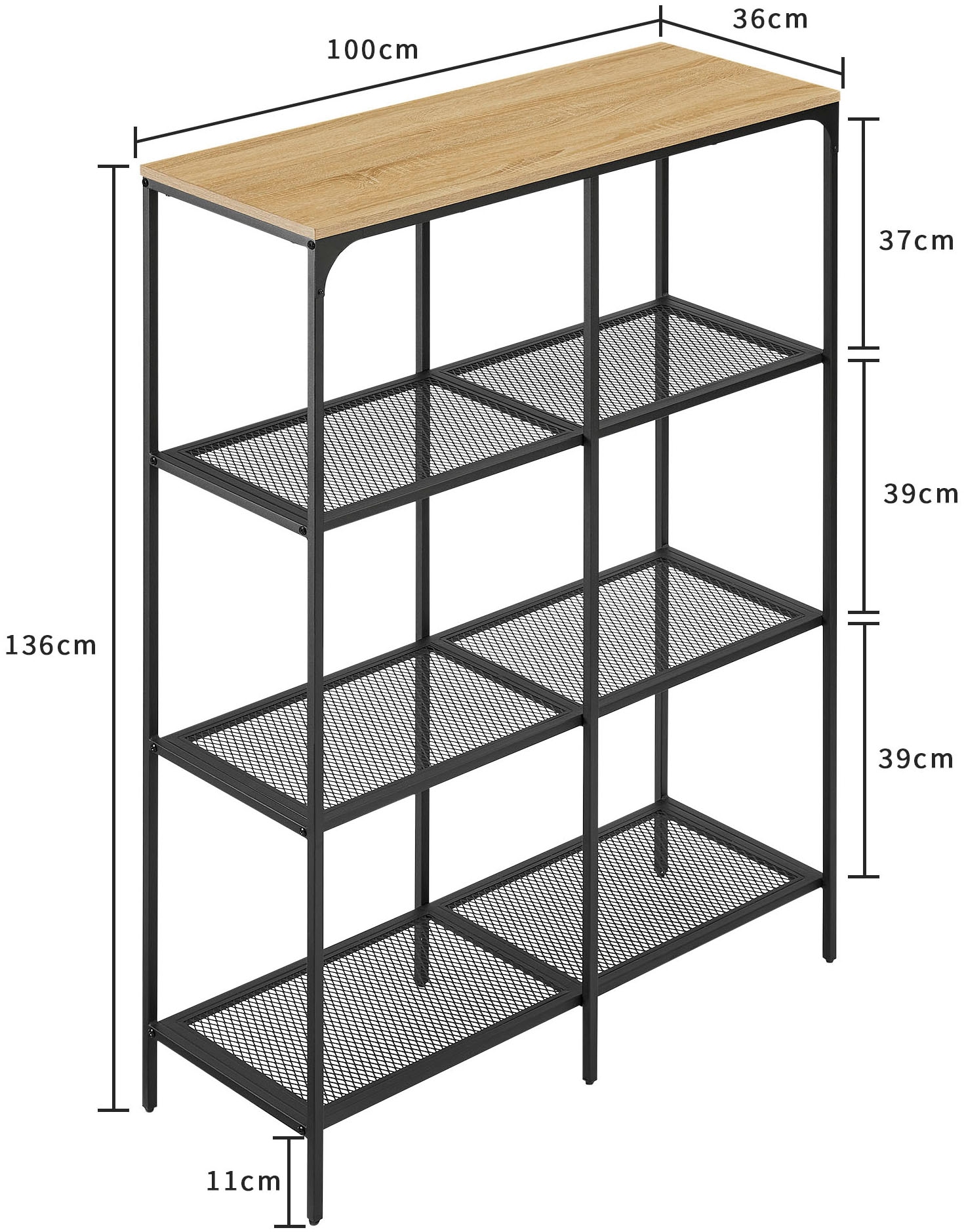 OTTO home Mehrzweckregal »Amance«, natürliche ABS-Kanten, robustes Metallgestell, Höhe 136 cm