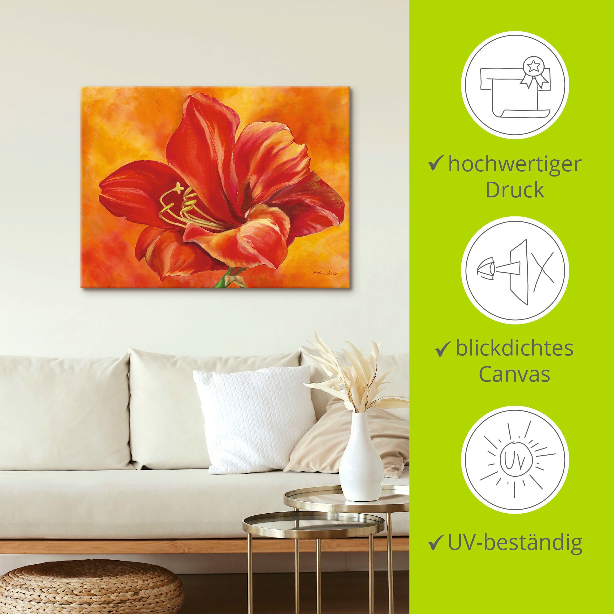 Artland Wandbild »Amaryllis«, Blumen, (1 St.), als Leinwandbild, Poster in verschied. Größen