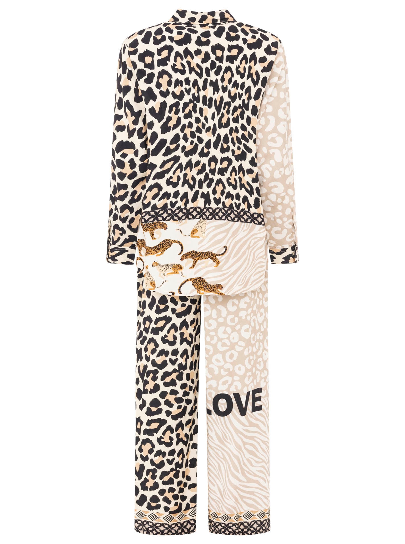 Zwillingsherz Shirtbluse »"Leo Love"«, Set mit Leo Muster aus Viskose, lange Hose und Bluse
