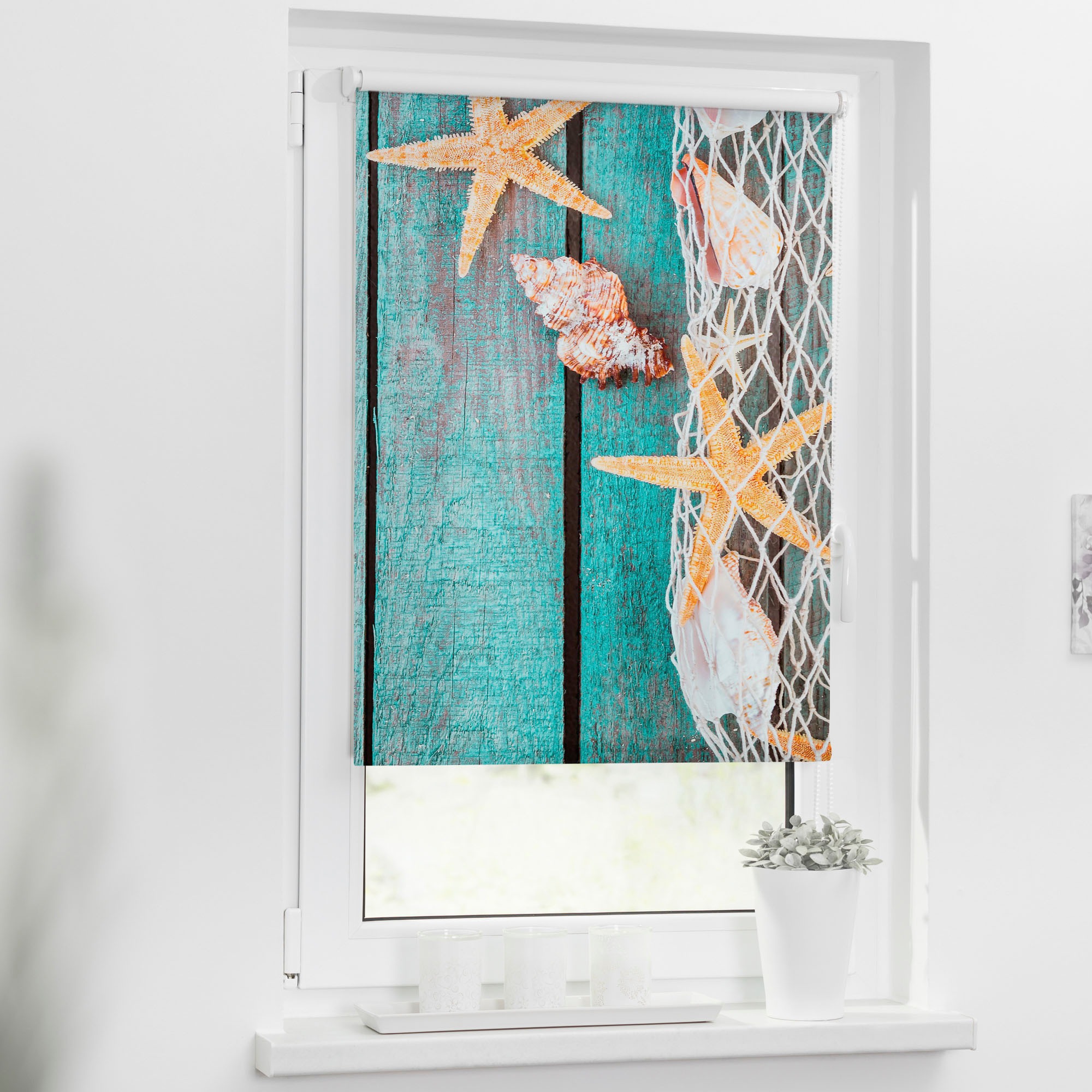 LICHTBLICK ORIGINAL Seitenzugrollo "Klemmfix Motiv Bretter Beach" Lichtschu günstig online kaufen