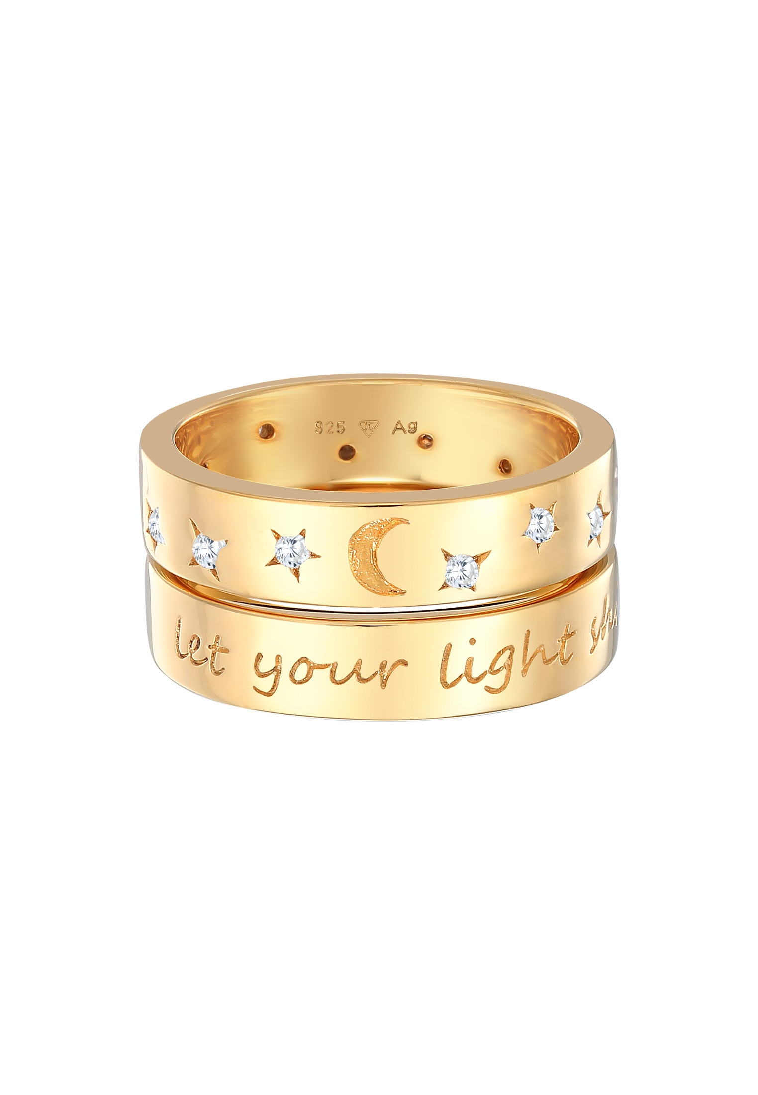 Elli Solitärring »Mond Stern - Let Your Light Shine 925 Silber«