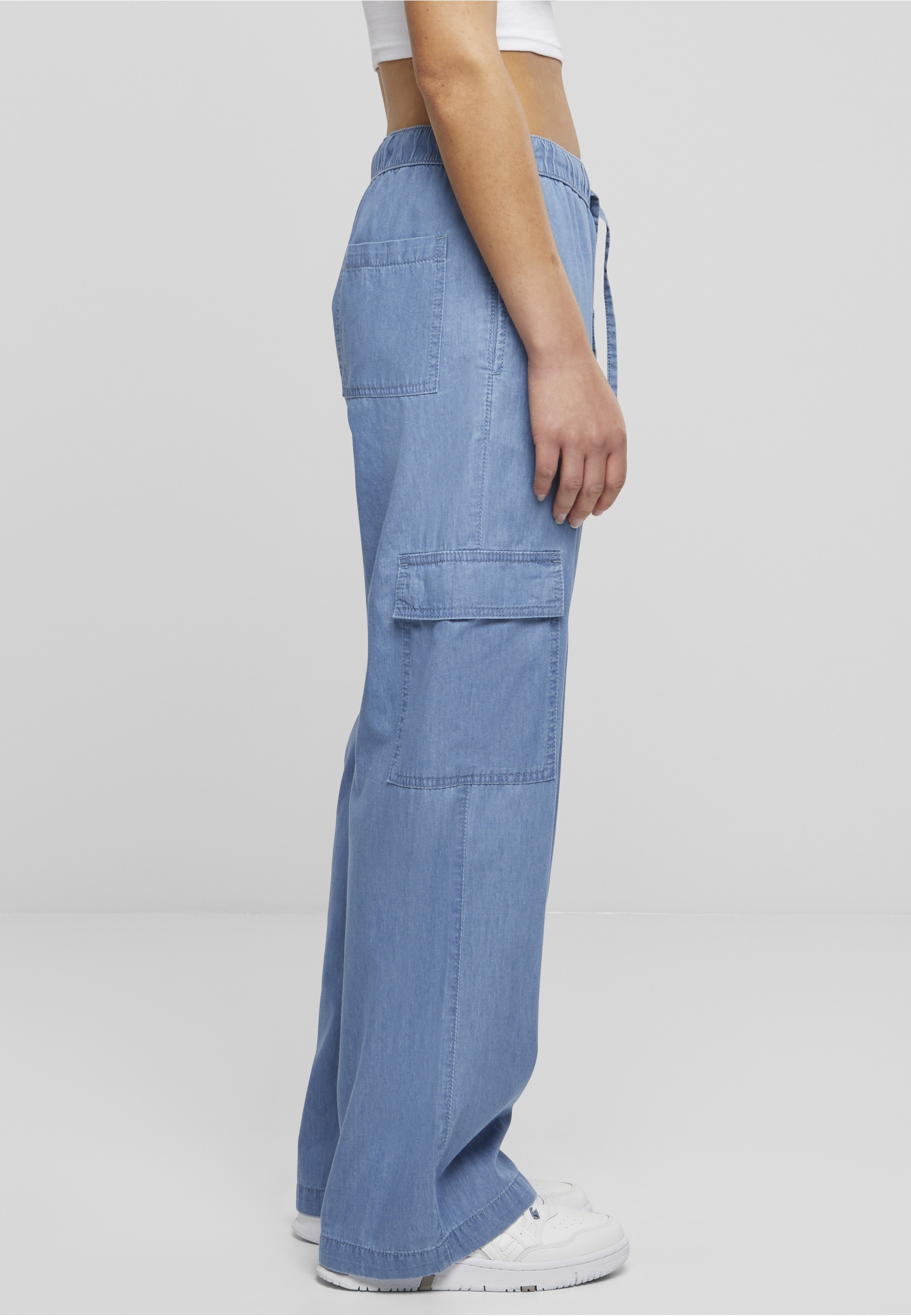 URBAN CLASSICS Cargohose »Urban Classics Damen Ladies Light Denim Cargo Pants«