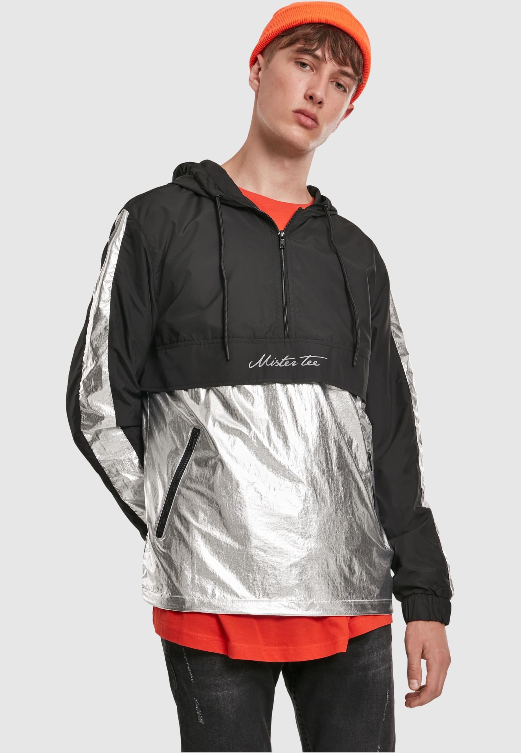 MisterTee Allwetterjacke »MisterTee Herren Reflective Mister Tee Windbreaker«, (1 St.), ohne Kapuze