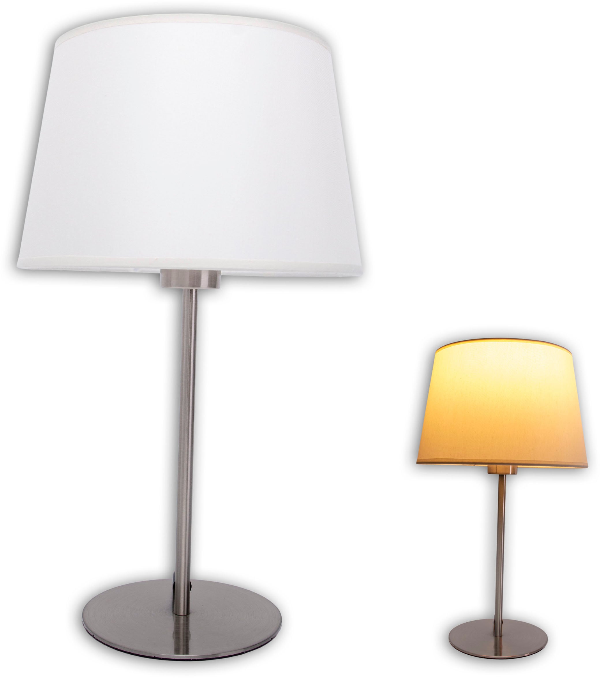 näve Tischleuchte »Bologna«, 1 flammig, Leuchtmittel E27 | ohne Leuchtmittel, Eisen/Textil, stahl blank/beige, exkl. 1xE27 max. 40W, Höhe: 45cm