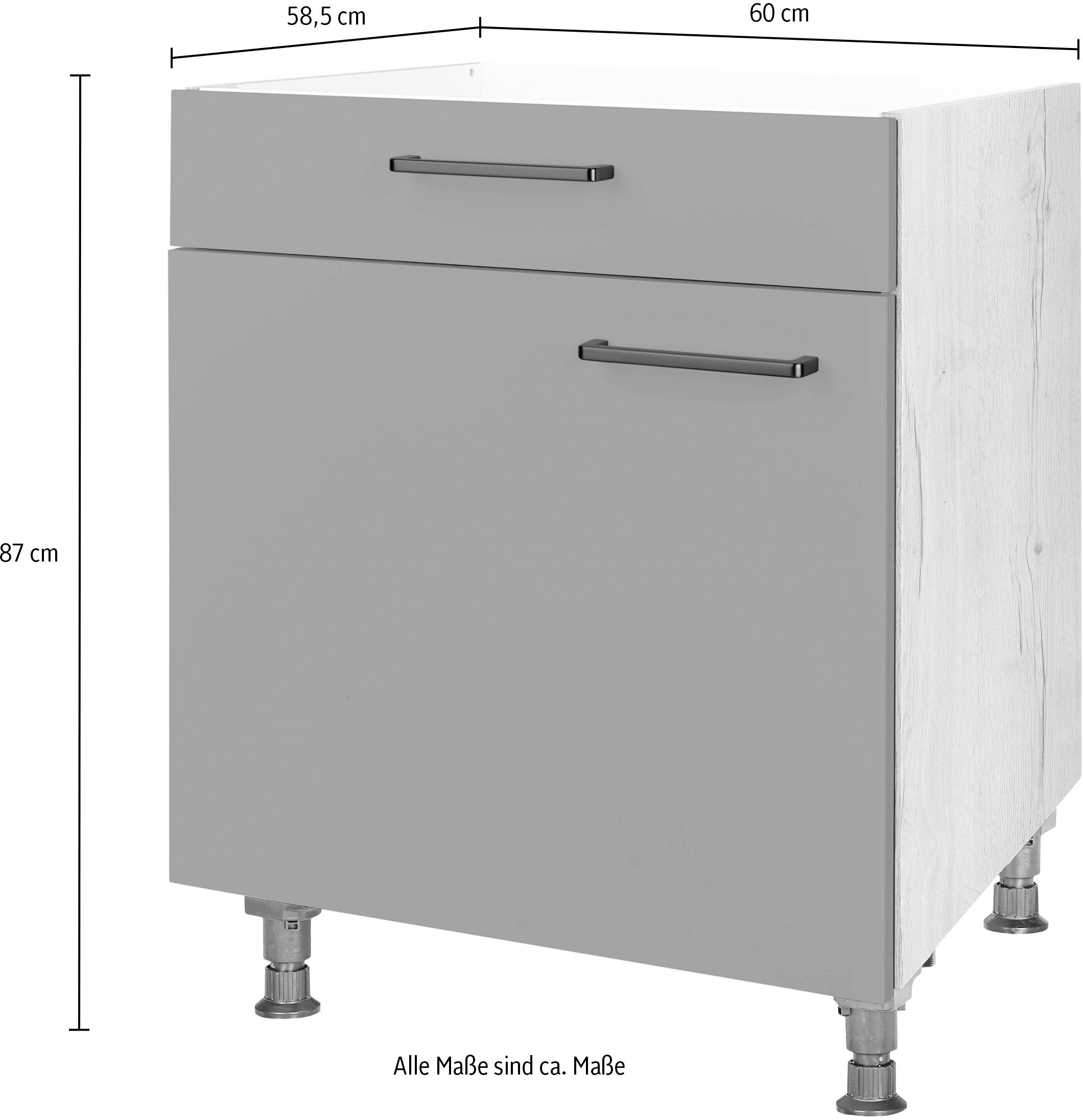 nobilia® Kochfeldumbauschrank »"Easytouch", mit Schukasten und Tür, Ausrichtung wählbar«, vormontiert, Breite 60 cm