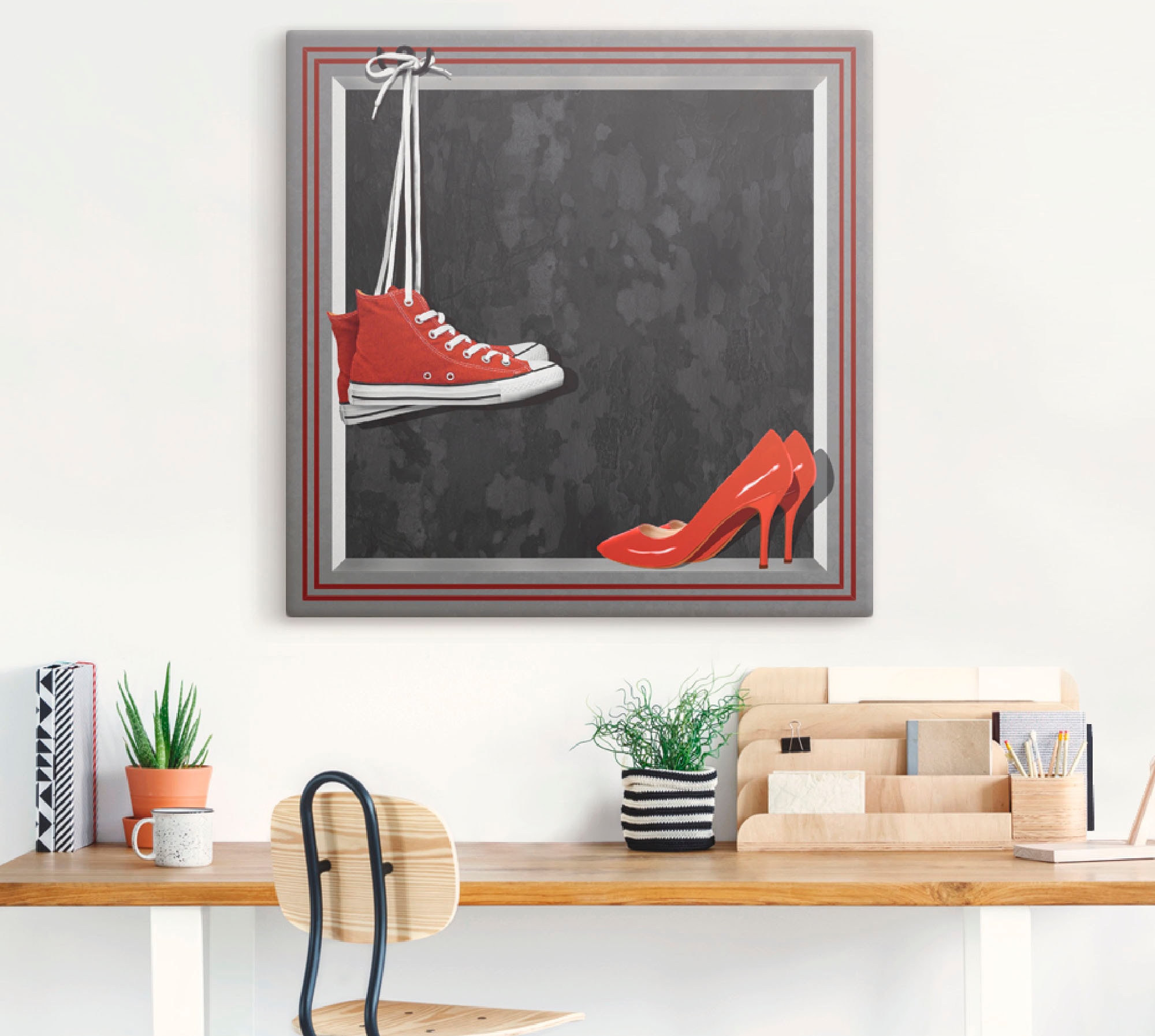 »Die BAUR versch. Schuhe«, | Mode, St.), in Leinwandbild, Wandbild oder Größen Poster Wandaufkleber roten kaufen (1 als Artland