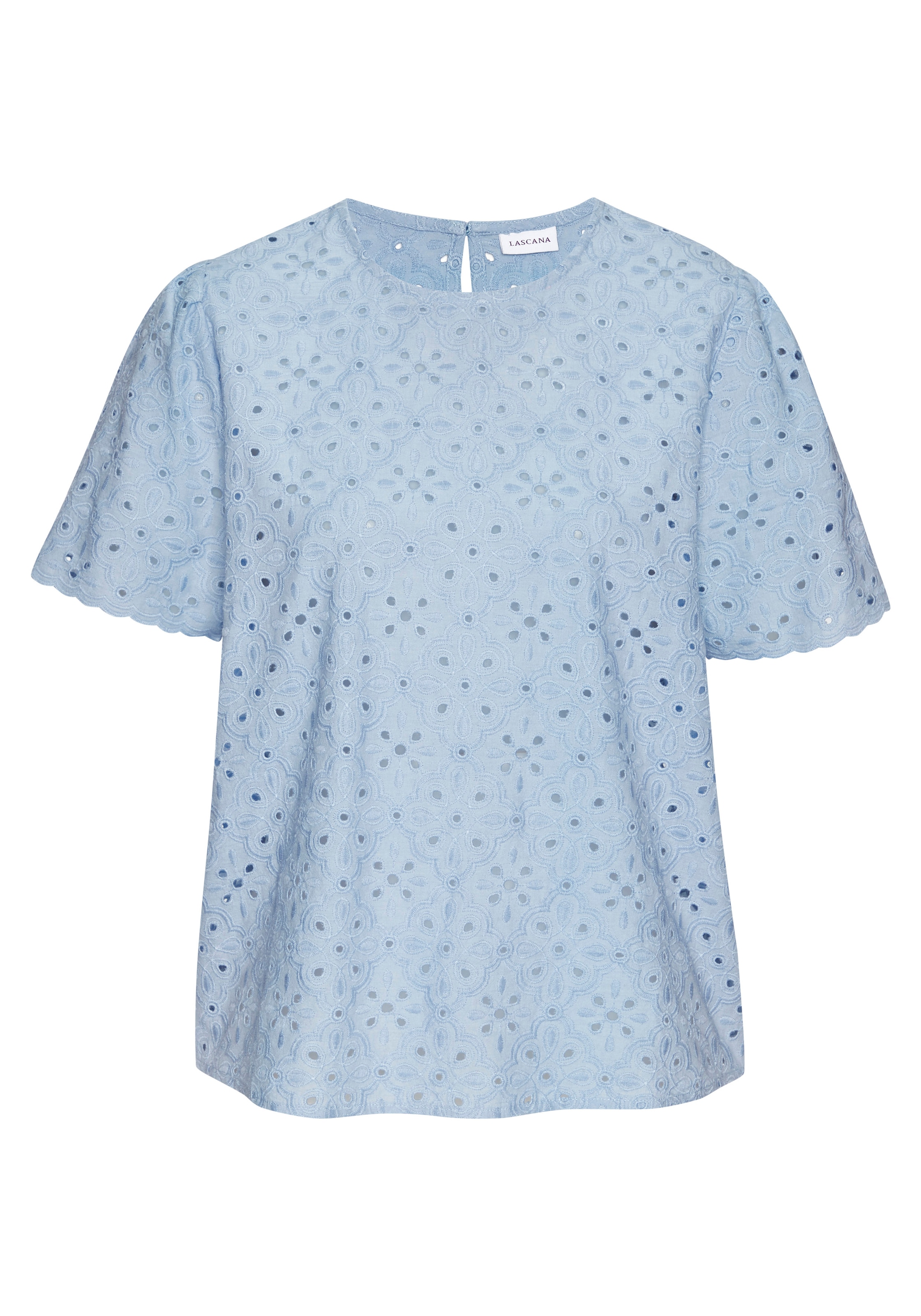 LASCANA Kurzarmbluse mit Lochstickerei, Damenbluse, casual-elegant günstig online kaufen