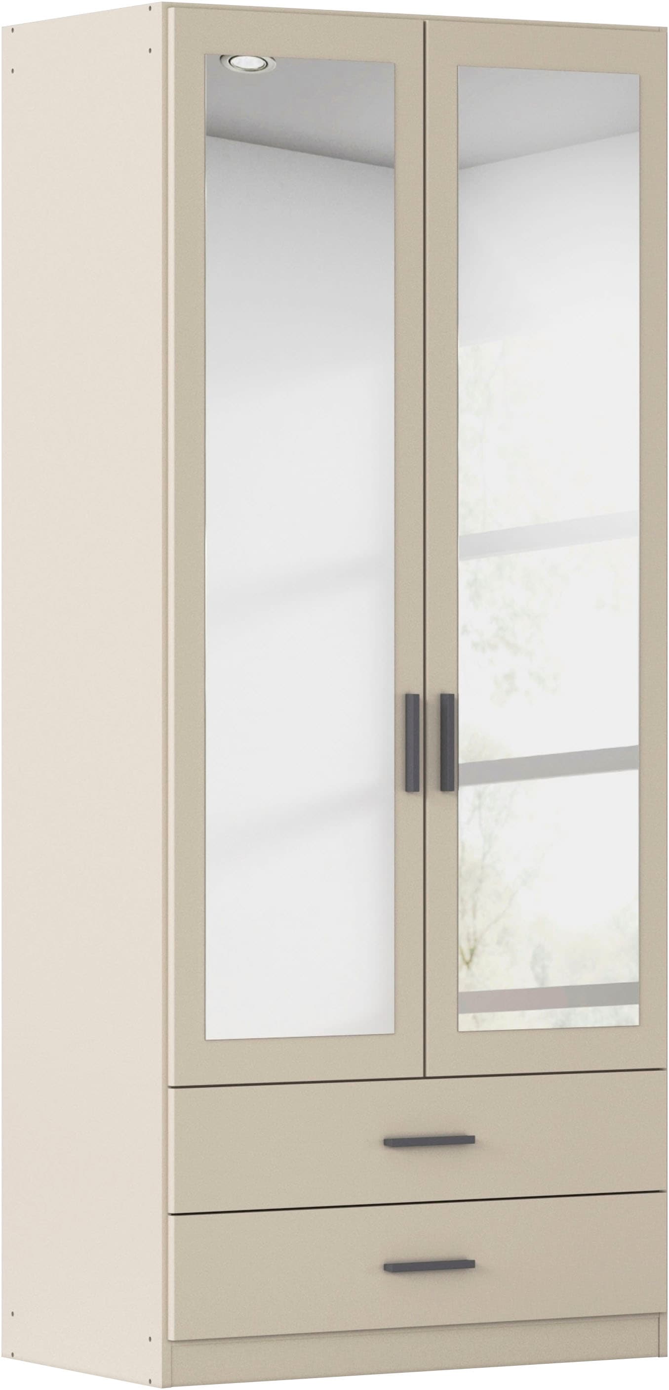 rauch Kleiderschrank "Schrank Garderobe Ankleide GAMMA Breiten 91/136/181/226/271/315/360 cm" in 3 Ausstattungen BASIC/CLASSIC/PREMIUM (inkl. SOFT-CLOSE-Funktion), verschiedene Griff-Varianten, mit Spiegel TOPSELLER MADE IN GERMANY