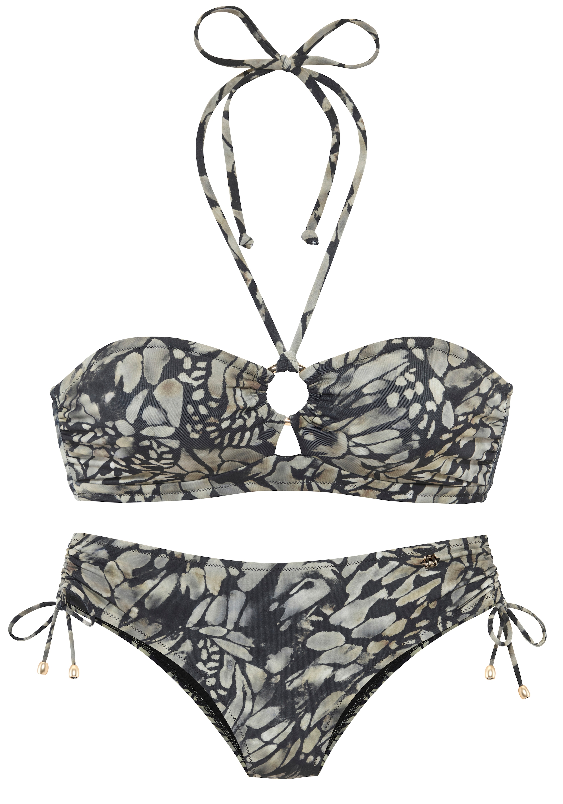 JETTE Bandeau-Bikini mit strukturiertem Zierring