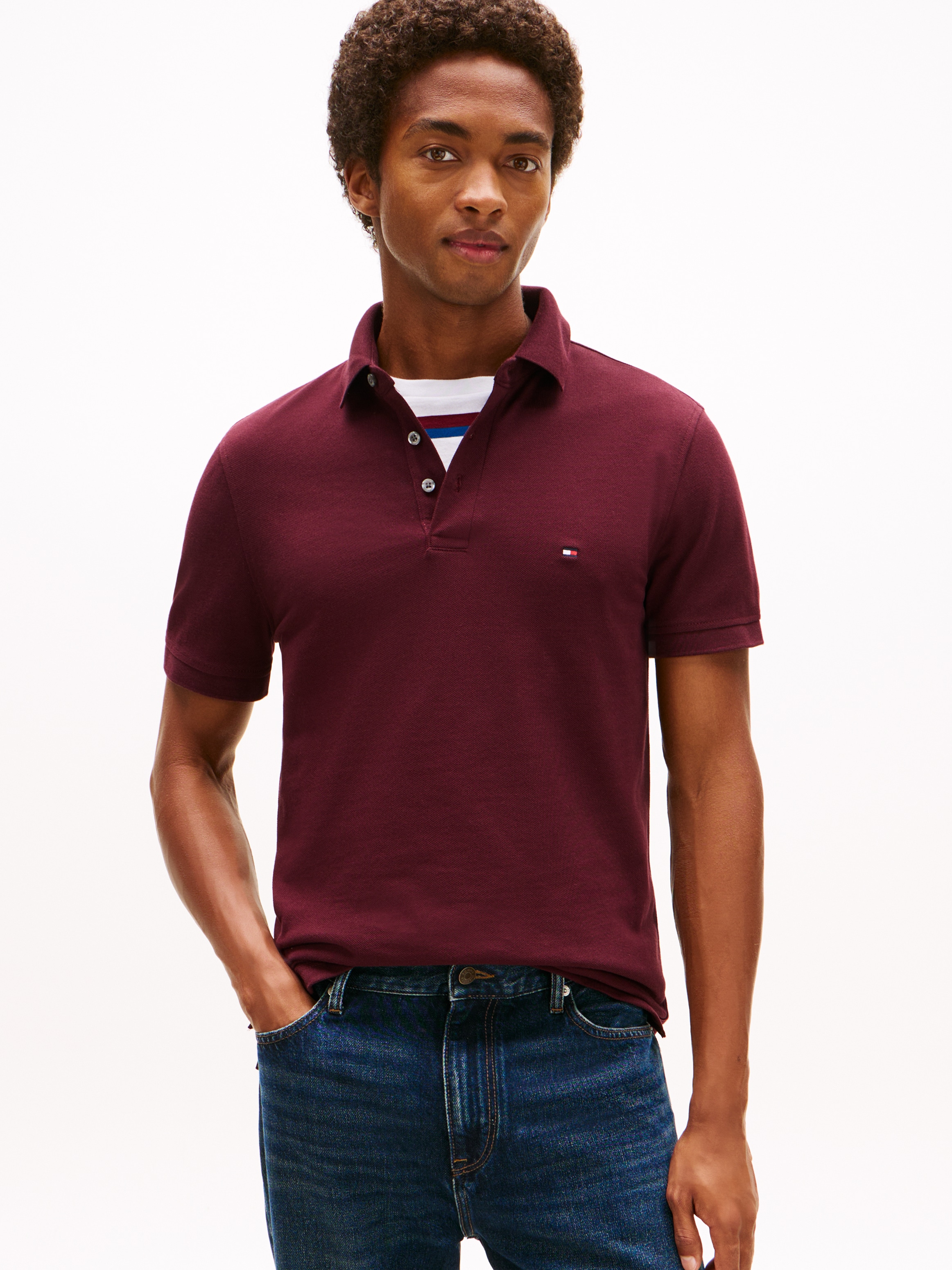 Tommy Hilfiger Poloshirt "1985 SLIM POLO", Markenstickerei, aus Baumwoll-Pi günstig online kaufen