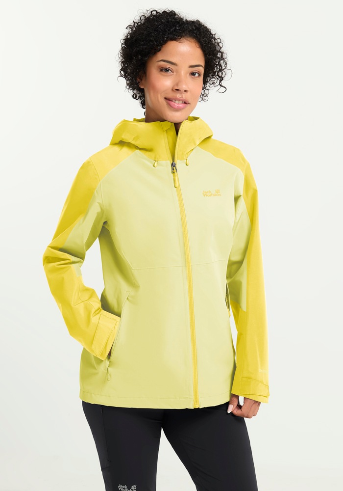Outdoorjacke JACK WOLFSKIN "WILDBOUND 2L JKT W", Damen, Gr. XXL (48), daisy, Obermaterial: 100% POLYESTER. Futter: 100% POLYESTER, Jacken Outdoorjacke