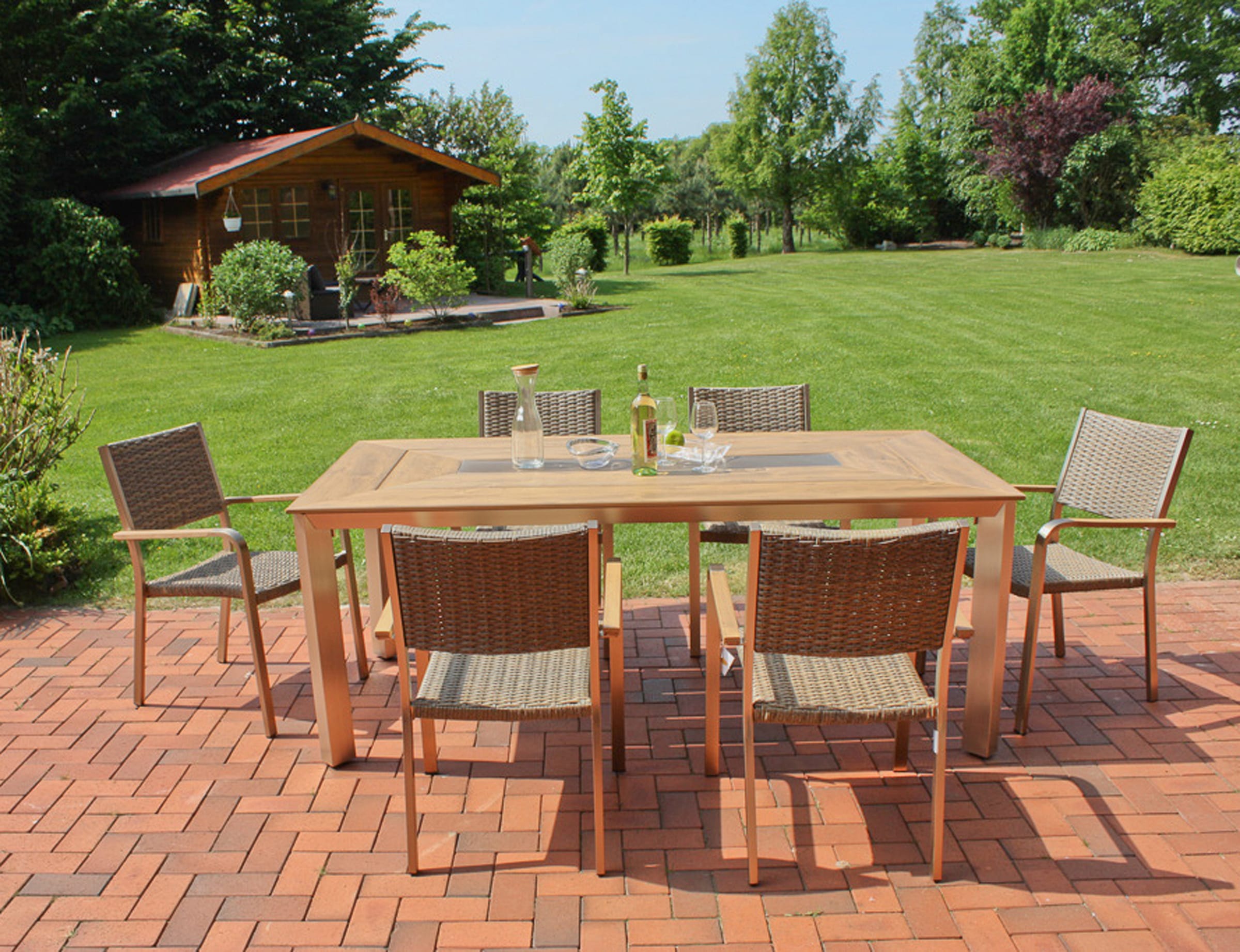 Garden Pleasure Garten-Essgruppe "FLORENCE" 7 Stk. tlg. mit platzsparenden günstig online kaufen