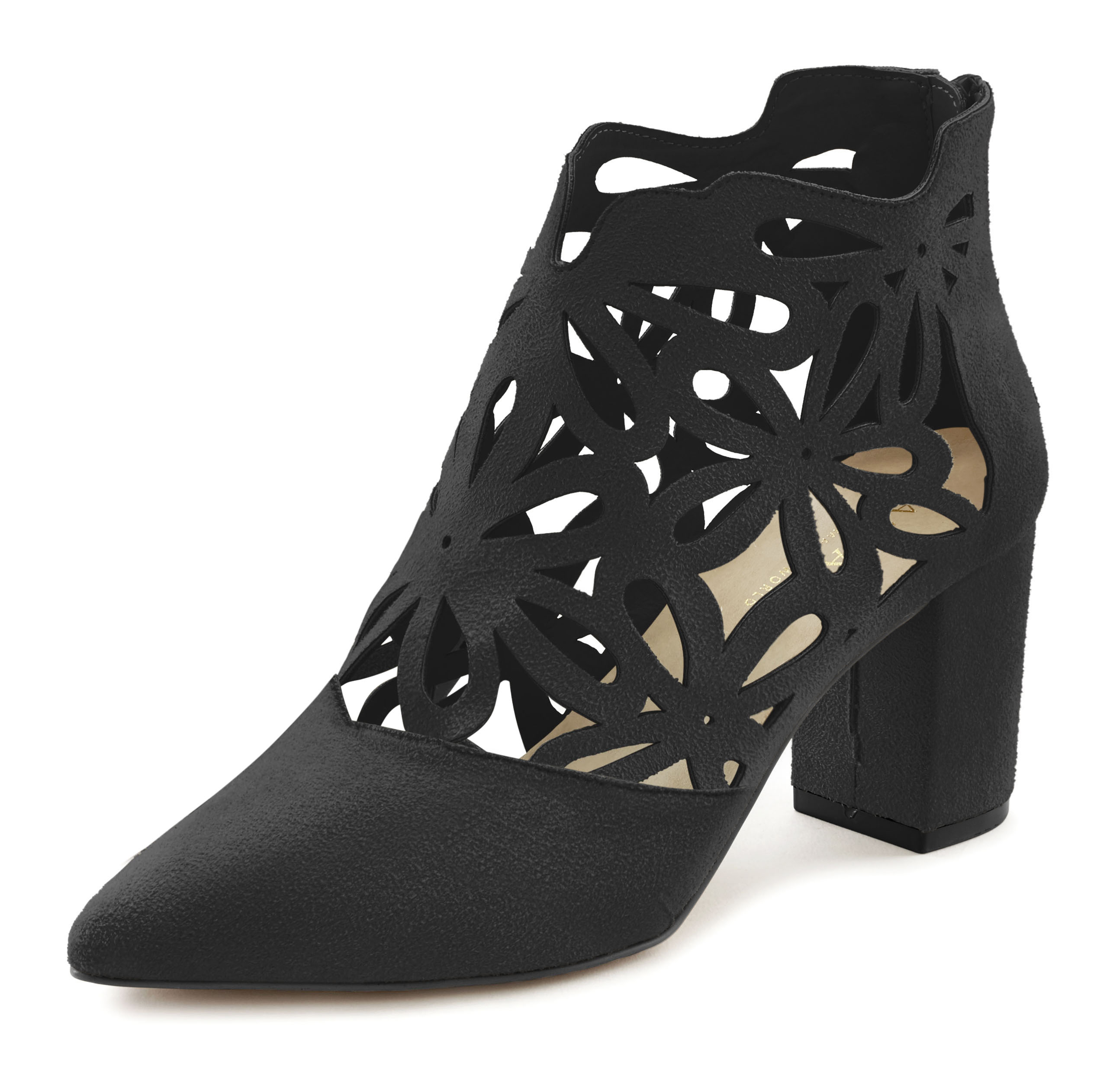 High-Heel-Stiefelette, Ankle Boot, Stiefel mit femininer Spitze und Blockabsatz