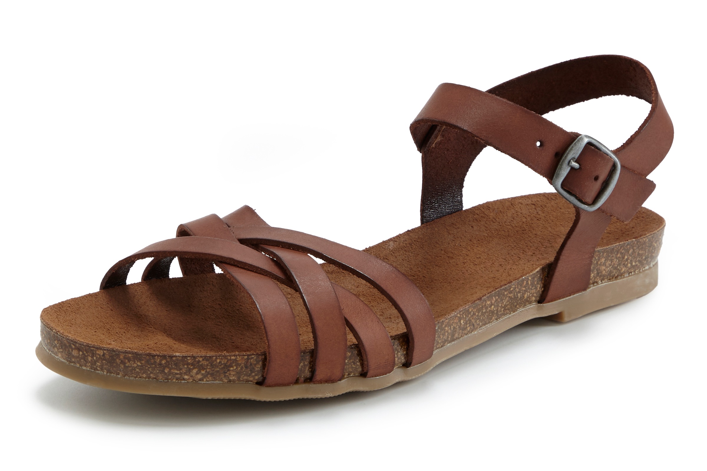 Thumbnail - LASCANA Sandale "Sandalette, Sommerschuh," aus Leder mit komfortablem Korkfußbett
