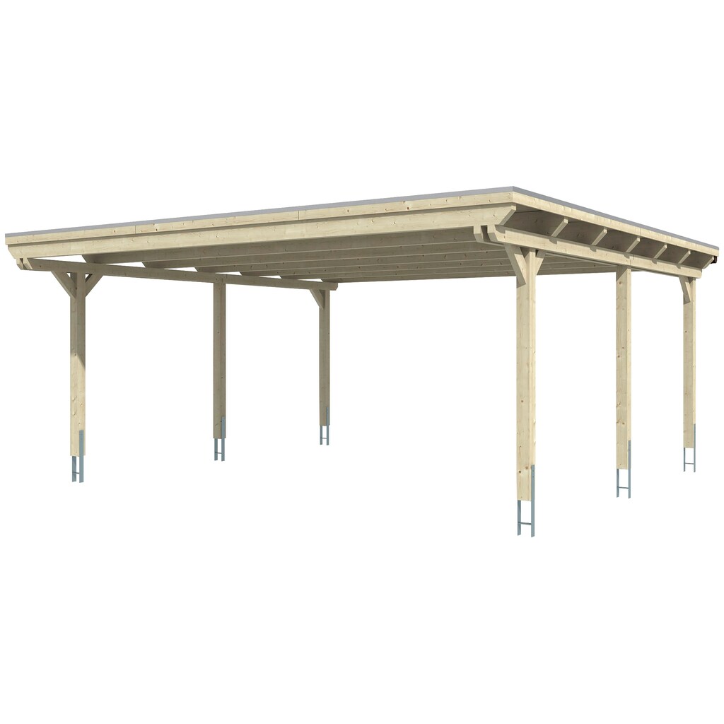 Skanholz Doppelcarport »Emsland«, Leimholz-Nordisches Fichtenholz, 550 cm, hellbraun