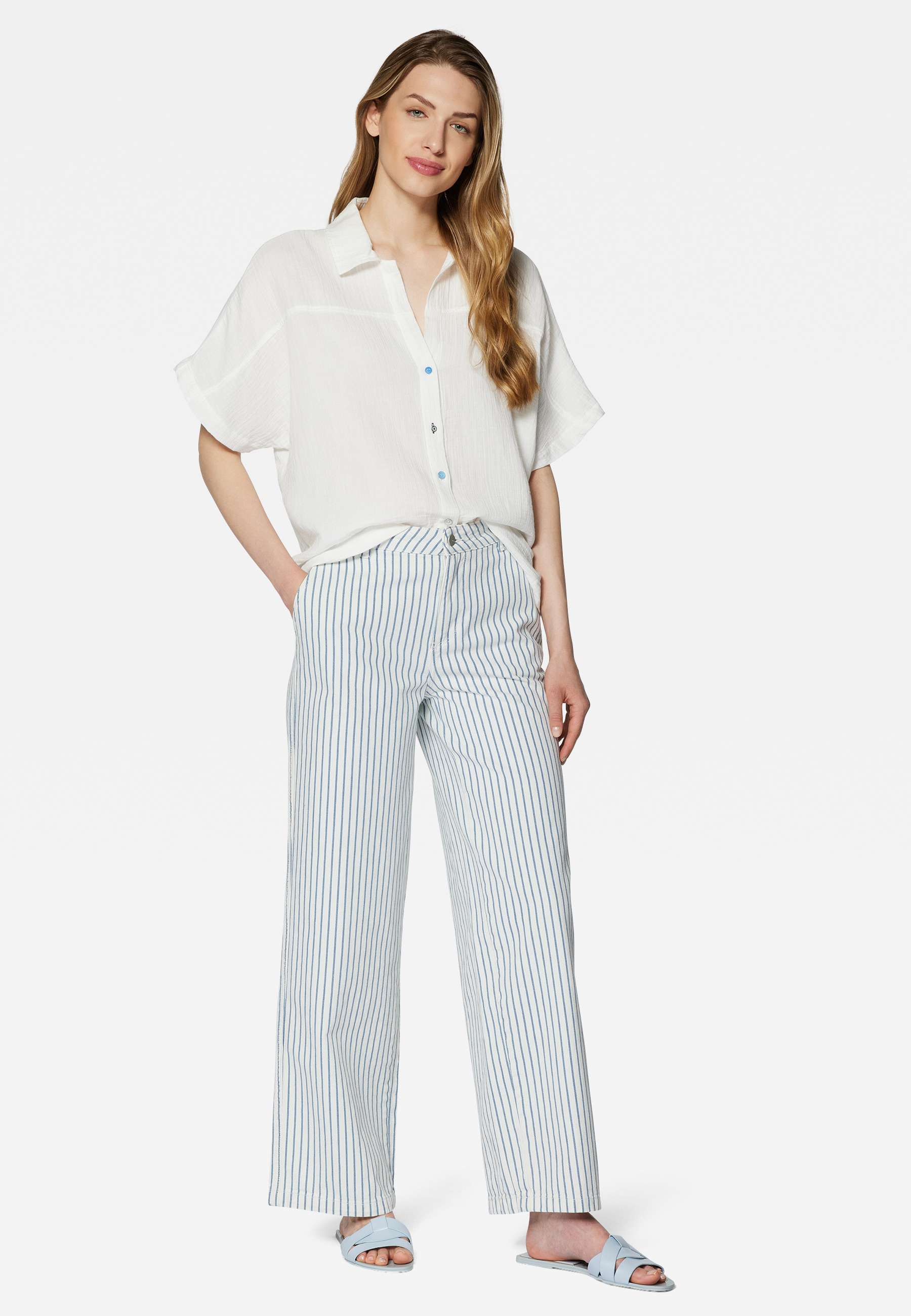 Mavi Stoffhose "WHITE STRIPED WOVEN PANTS", Maviterranean Hose