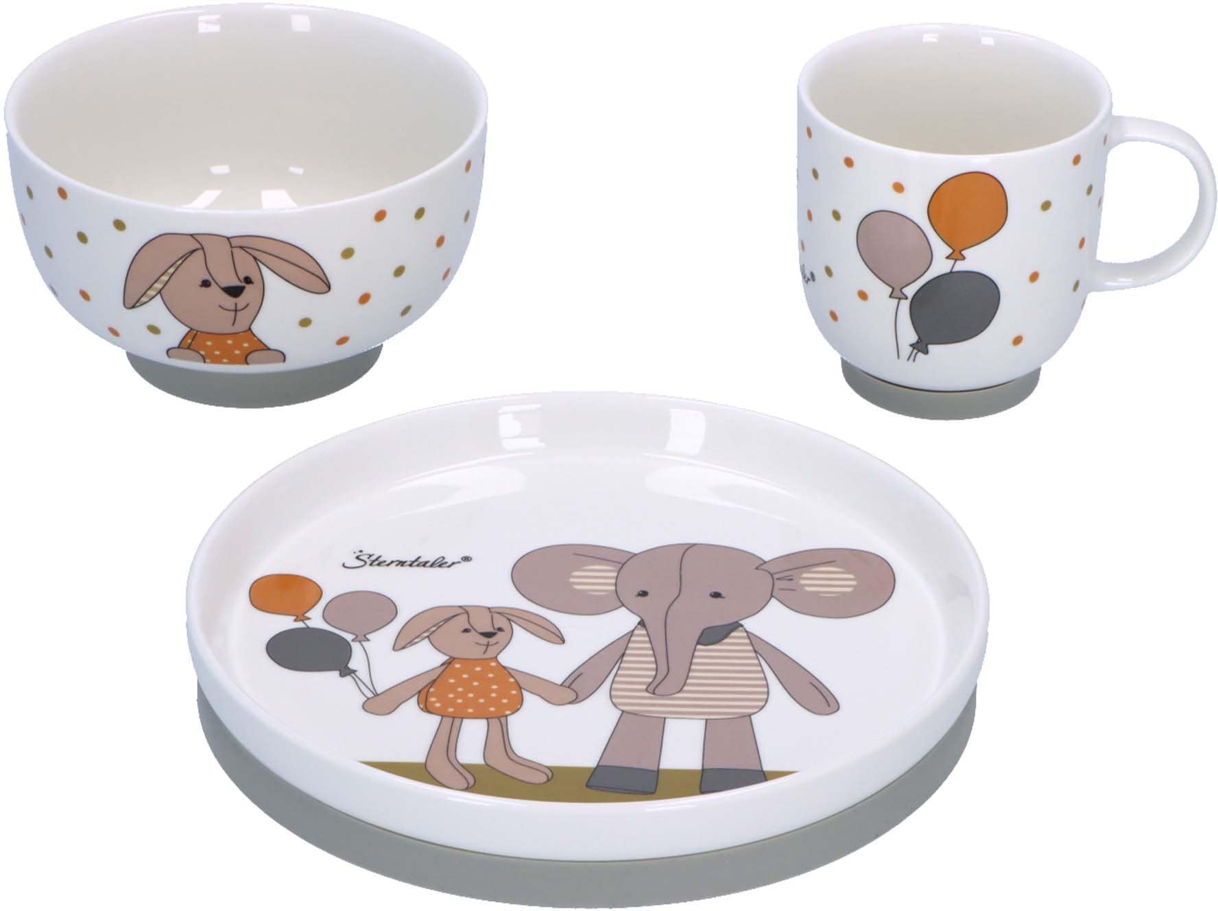 Sterntaler® Kindergeschirr-Set »Elefant Eddy und Hase Happy«, (Set, 3 tlg.)